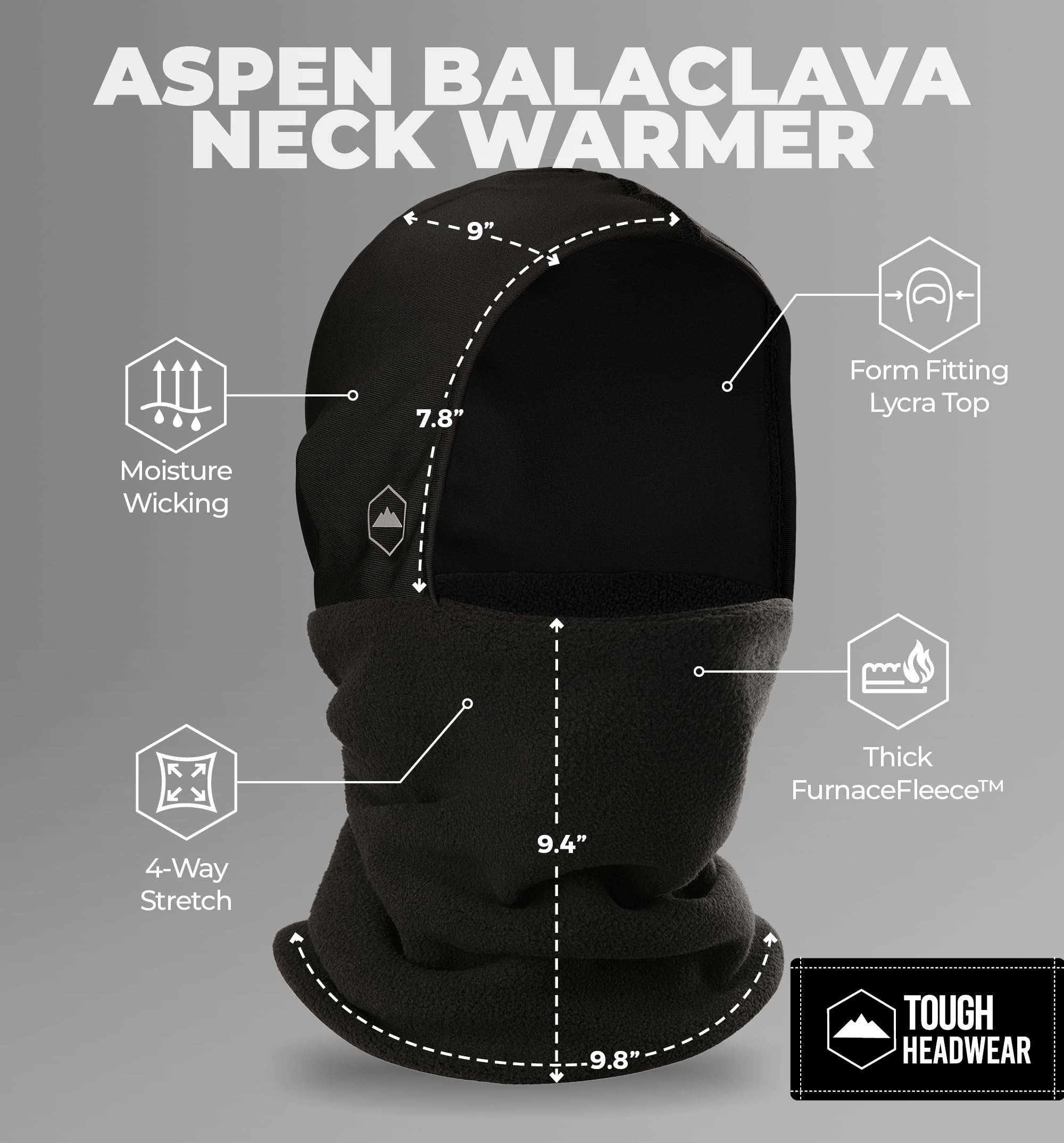 Ski Mask - Neck Warmer with Helmet Liner, Fleece Balaclava, Neck Gaiters for Men & Women - Winter Motorcycle Helmet Liner