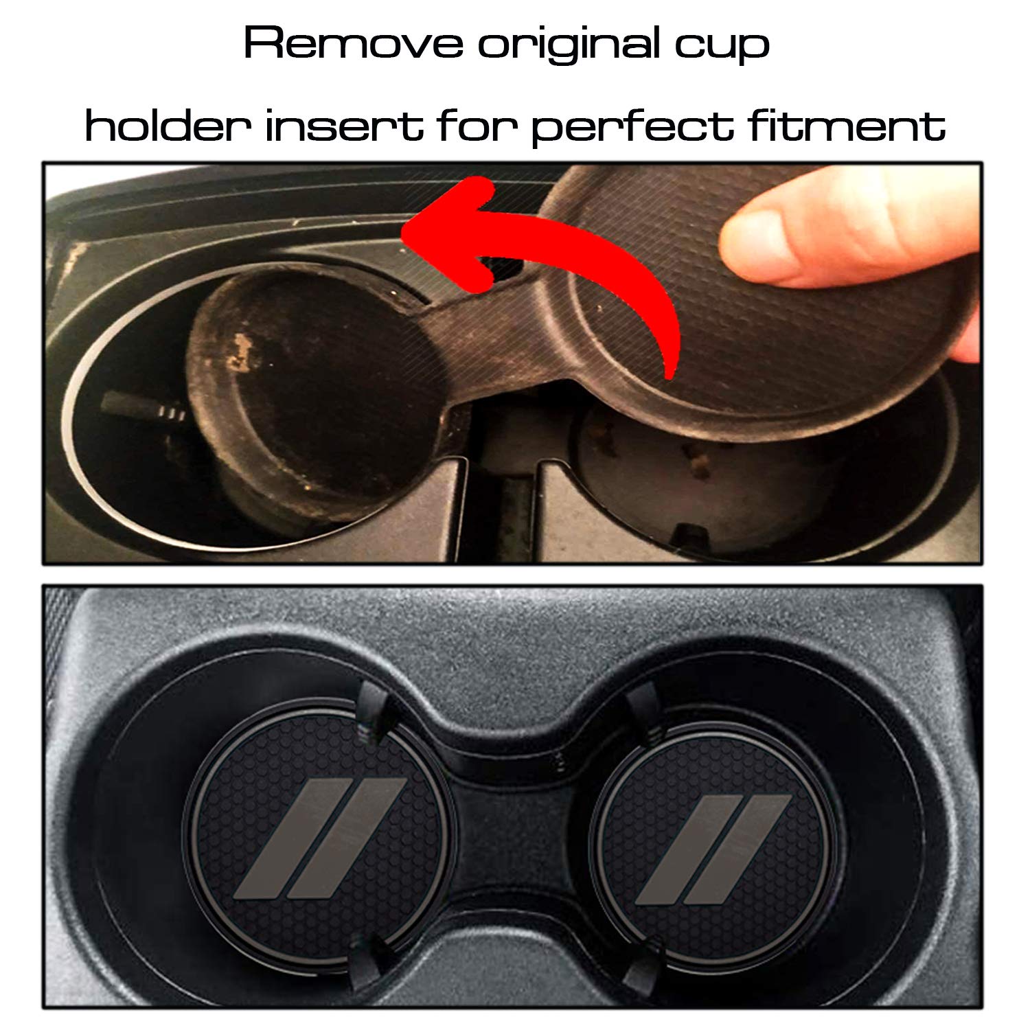 Hamsam For Dodge Challenger Accessories 2015-2021 Anti Dust Cup Holder Inserts, Door Pocket Liners And Center Console Liner Mats