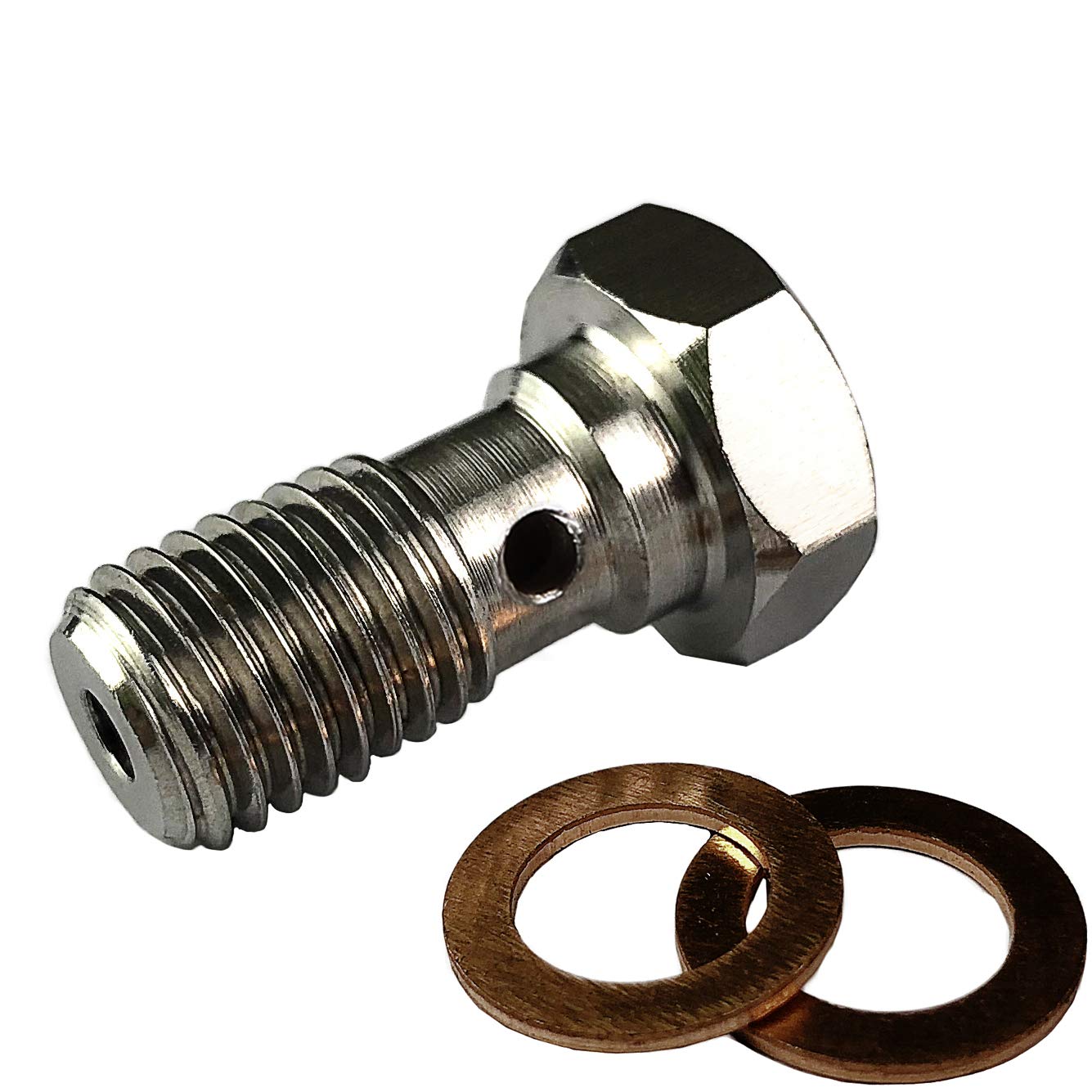 Stainless Steel M10X1.25 Banjo Bolts Brake Line Fittings Adapter M10 Metric Thread Single Banjo Bolt Universal