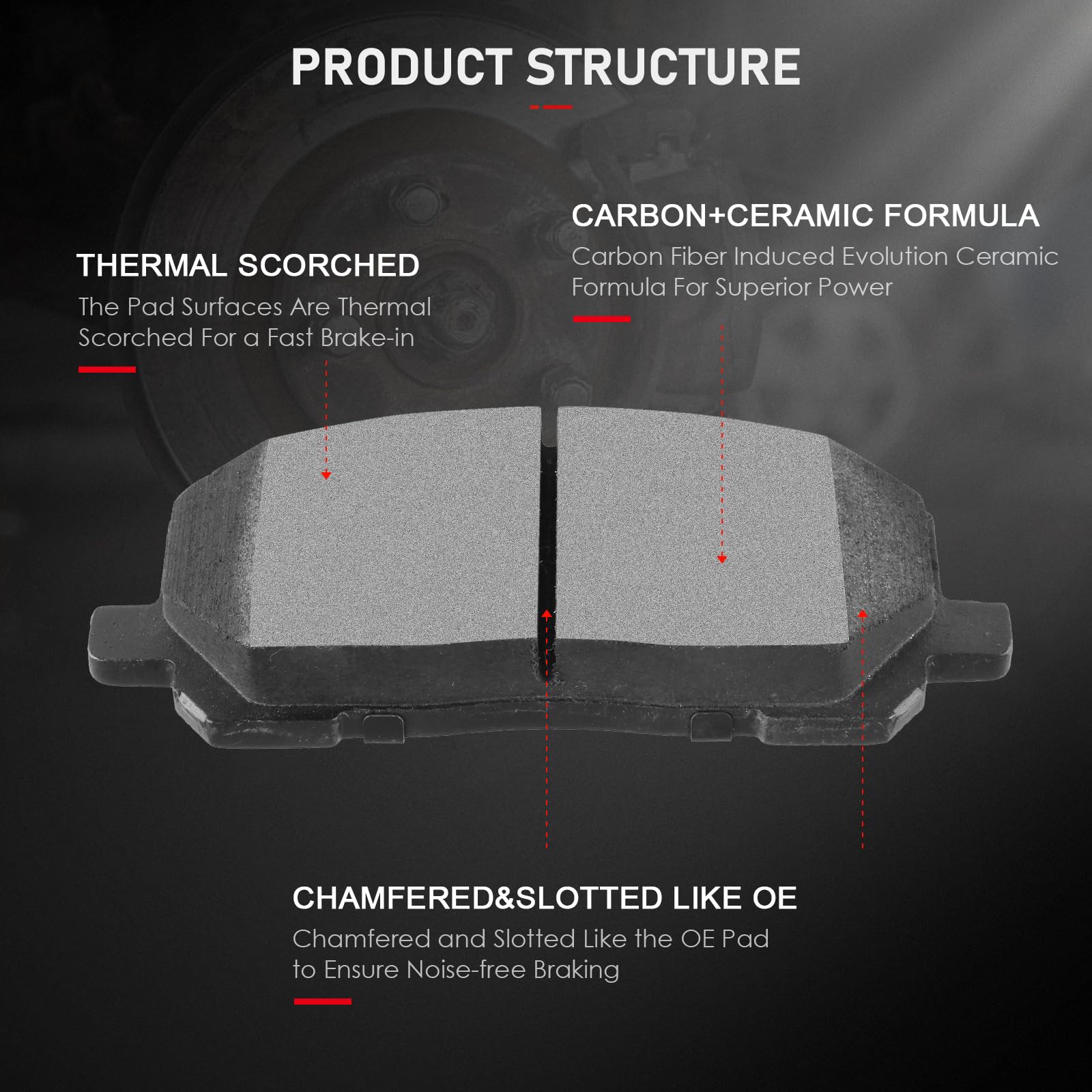 Cciyu D884 D996 8Pcs Front & Rear Ceramic Brake Pads Kits 2004-2007 For Toyota For Highlander