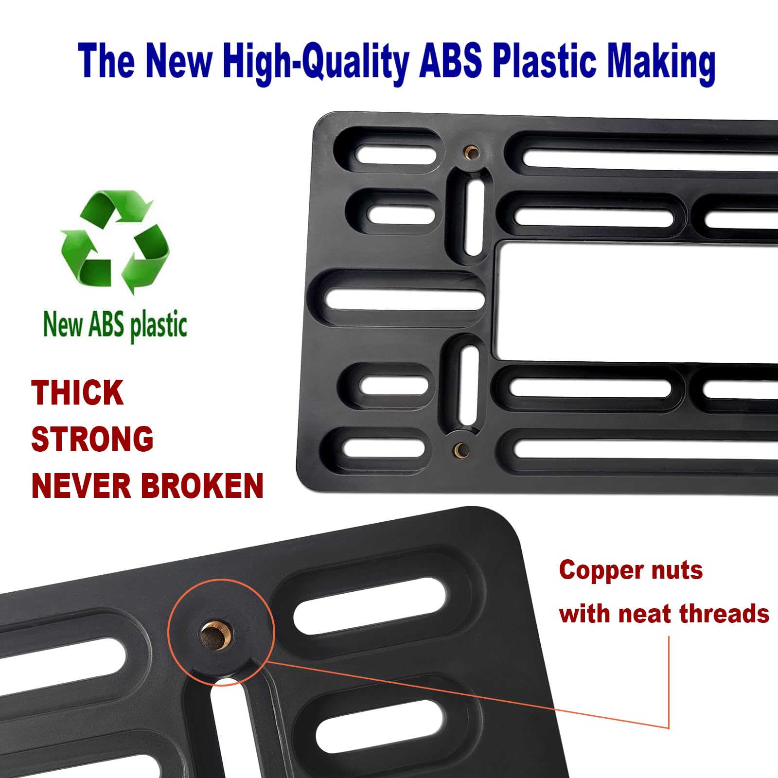 Aootf Front License Plate Bracket- Universal Front Bumper Plate Mounting Kit, Car Tag Holder Adapter& Stainless Steel Plate Cove
