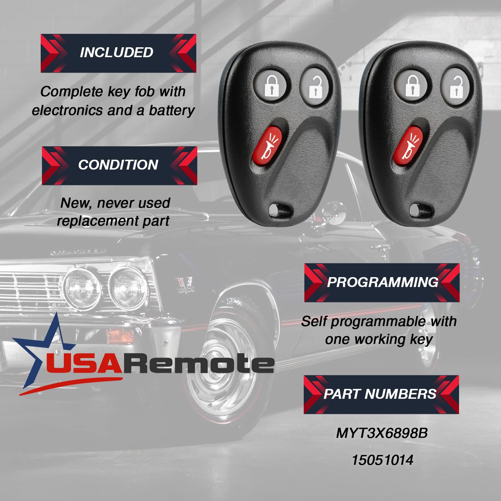 Car Key Fob Keyless Entry Remote with Ignition Key fits Chevy Trailblazer / Buick Rainier / GMC Envoy / Isuzu Ascender / Oldsmob