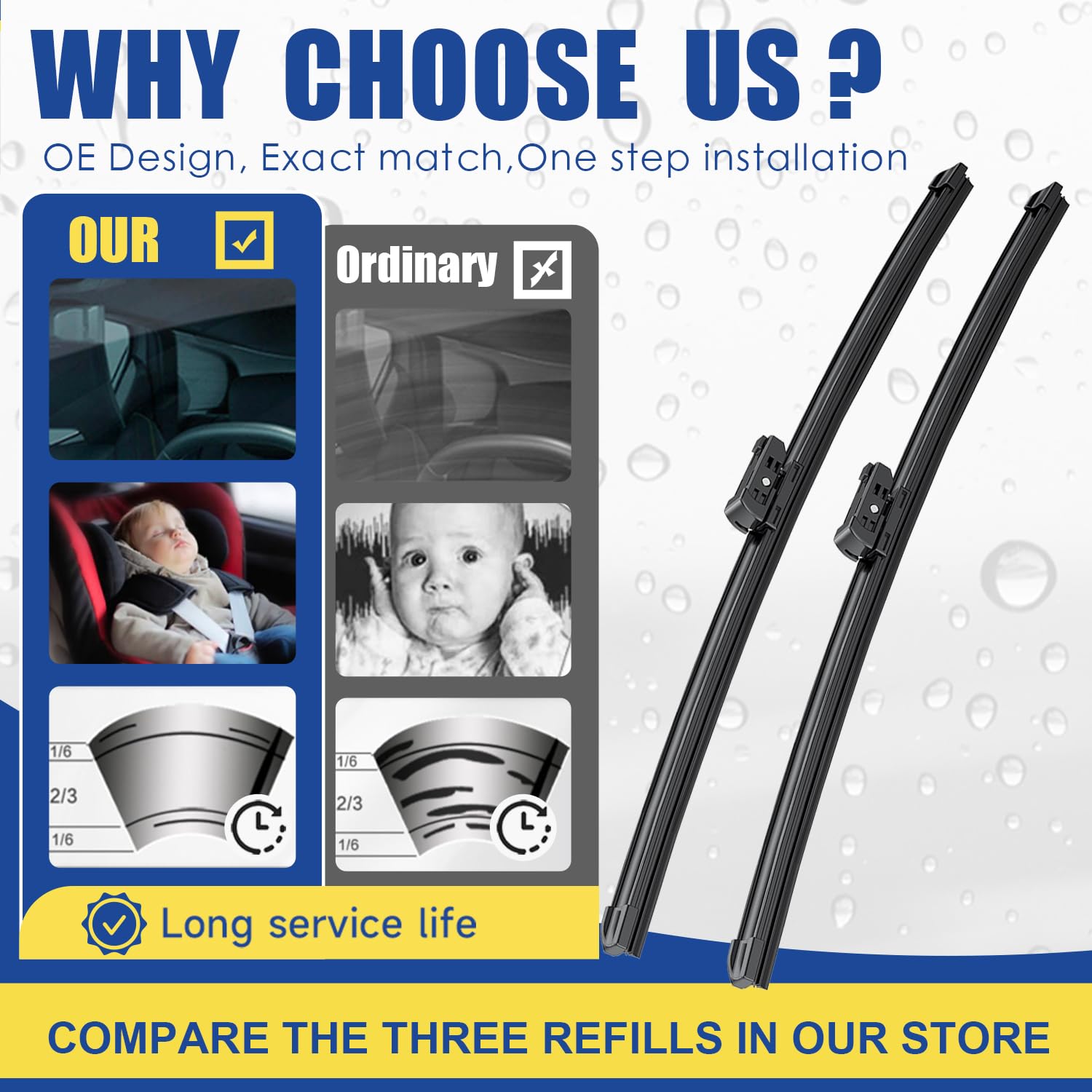 2 Wipers Factory Replacement For Tesla Model S 2012-2018 Original Equipment Replacement Windshield Wiper Blades Set - 28''+18''