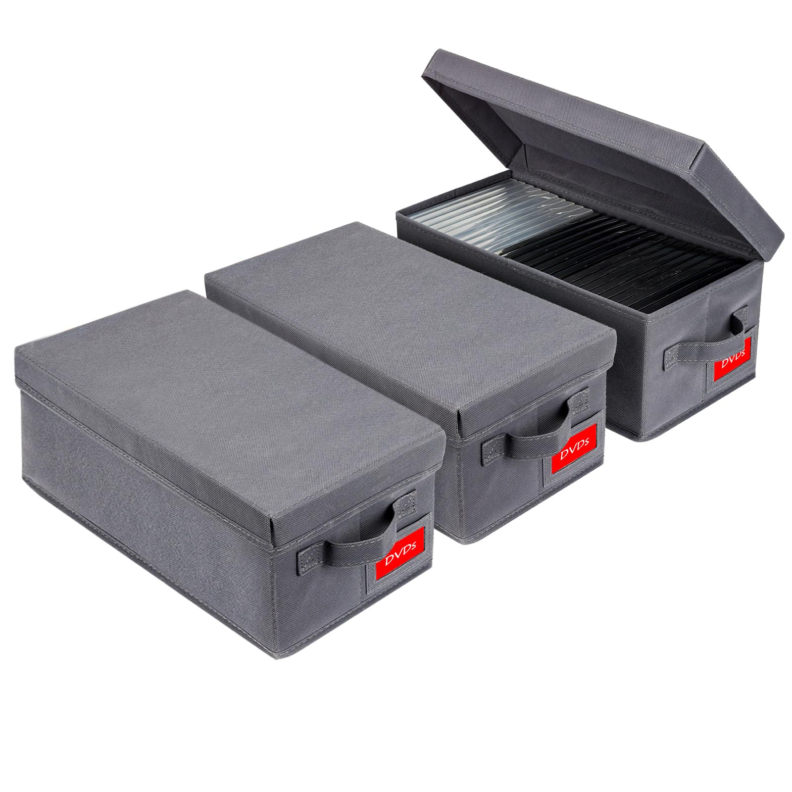 Nuswor Upgrades Dvd Storage Box - Perfect Dvd Case Storage Solution, Stackable Dvd Organizer With Lid, 3Pack Dvd Holder 15.75 X