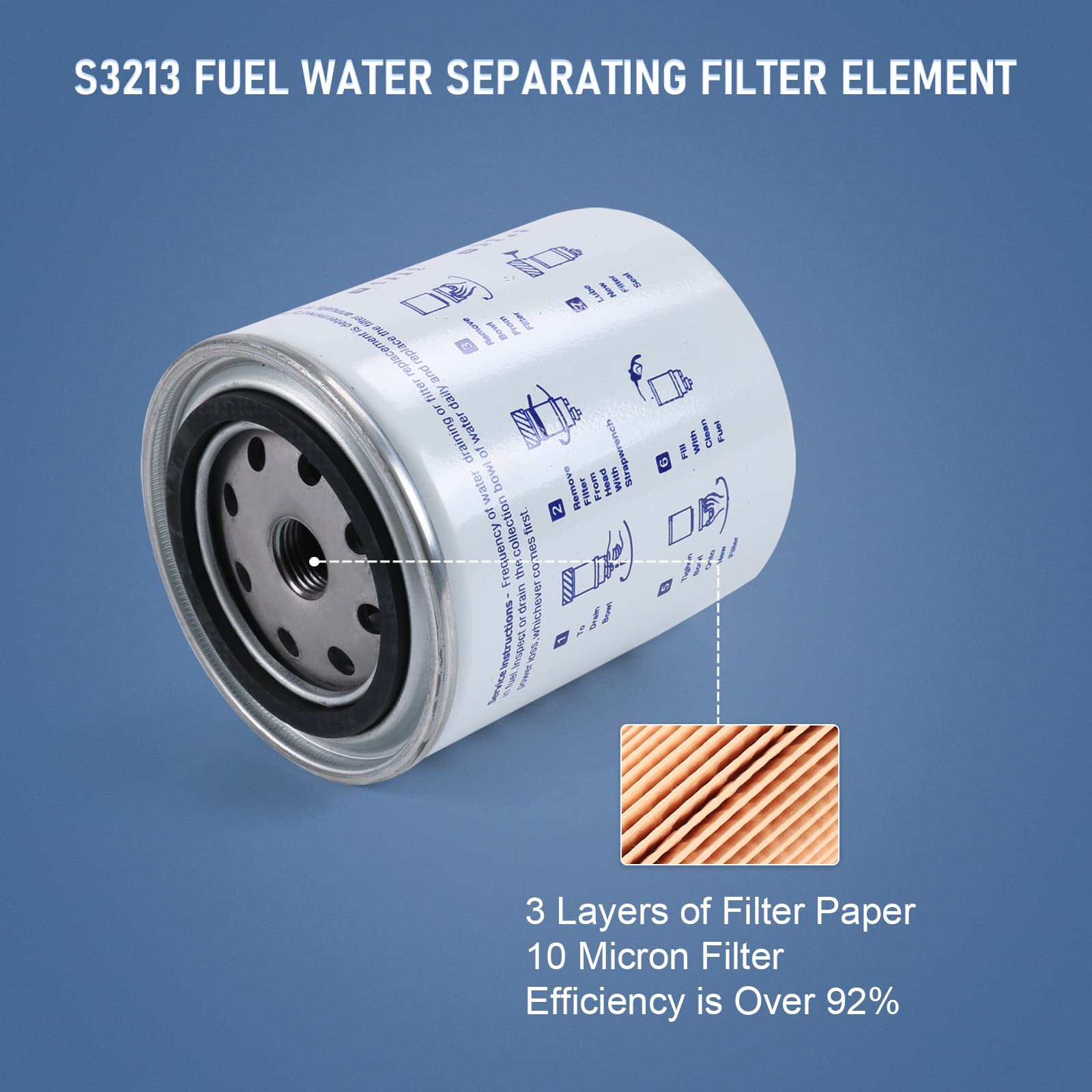 Fuel Water Separating Element Filter S3213 With O-Ring Replacement For Marine Outboard Motor Mercury S3214 35-60494-1,18-7932-1,