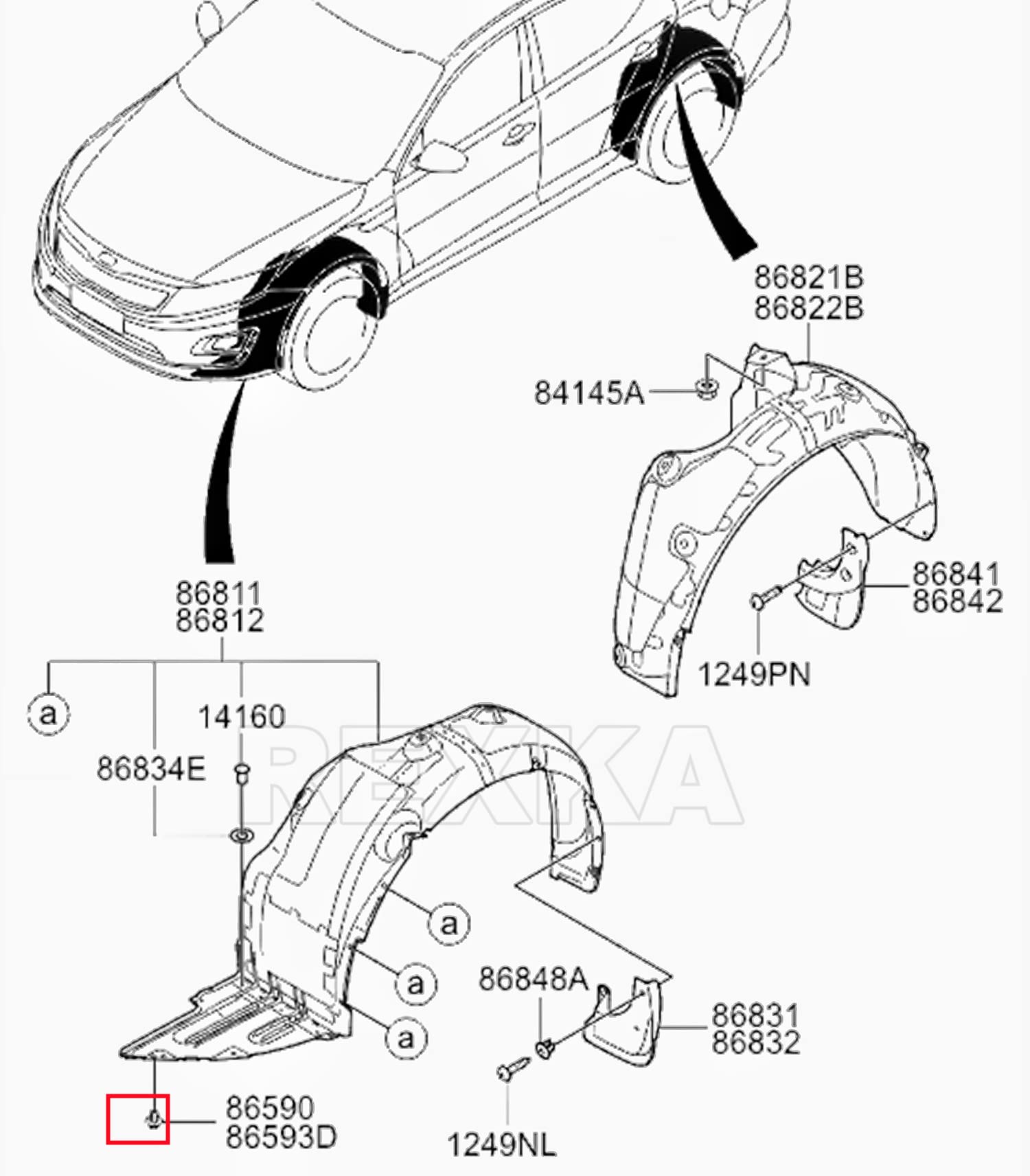 Rexka 10Pcs Fender Liner Push-Type Retainer Clip Fastener Compatible With Hyundai Kia 86595-2T500 Accent,Azera,Elantra,Equus,Gen