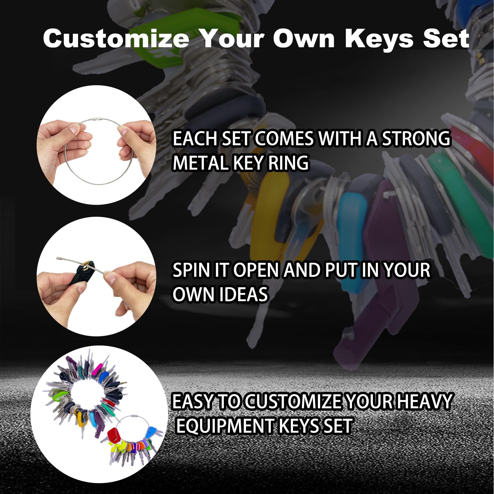 105Pcs No-Duplicate Heavy Equipment Keys Set, Construction Ignition Key For Cat Jlg Case Jd Hyster Kubota Komatsu Yanmar Terex F