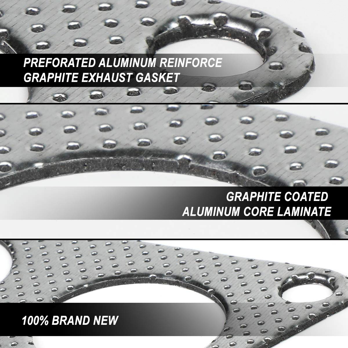 Dna Motoring Gktset-Sbc-Sb Aluminum Exhaust Manifold Header Gasket Set Replacement,Metallic