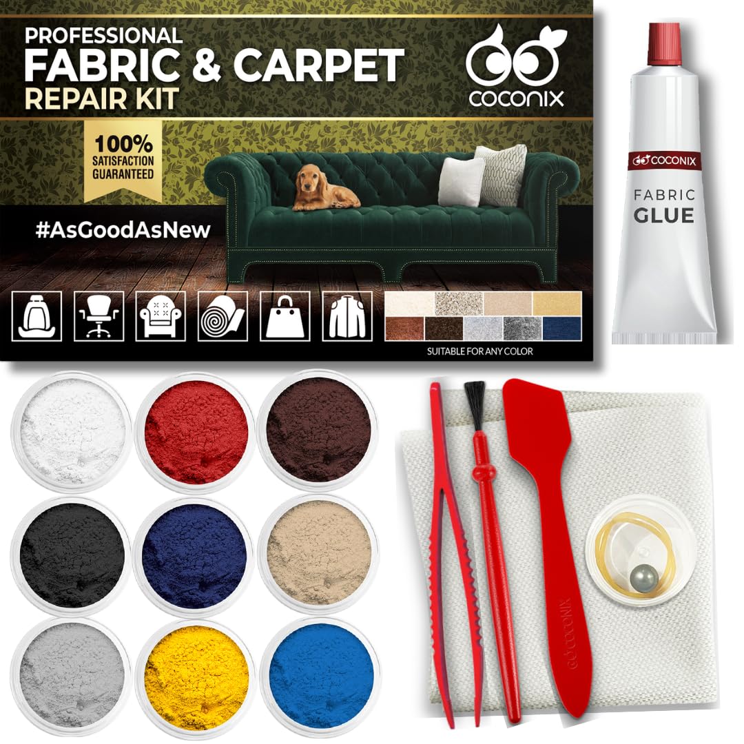 COCONIX Fabric & Carpet Repair Kit - Fix Cigarette Burns & Rips, Easy Color Match, Clear