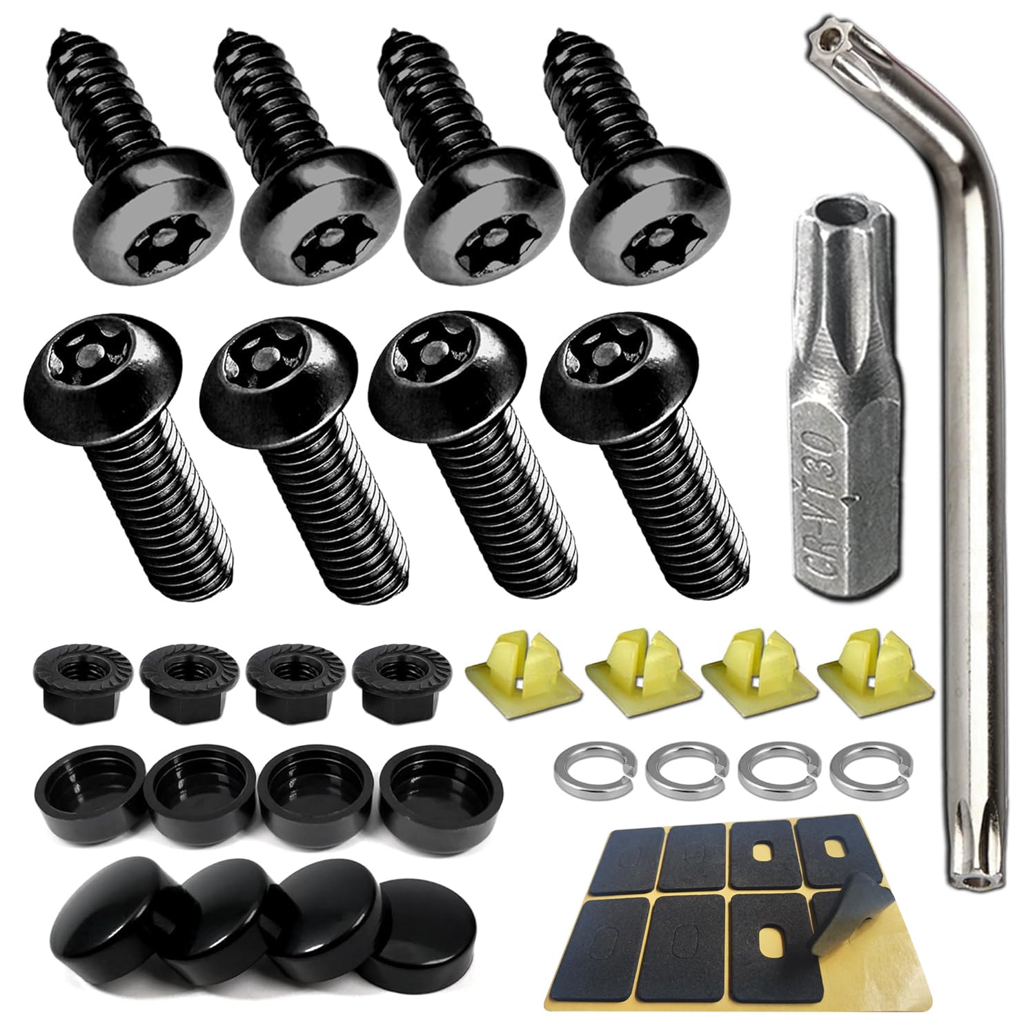 Bggtmo Black License Plate Screws- Stainless Steel Car Tag Plate Mounting Hardware, Anti-Theft Security Screws Bolts Fit Front B