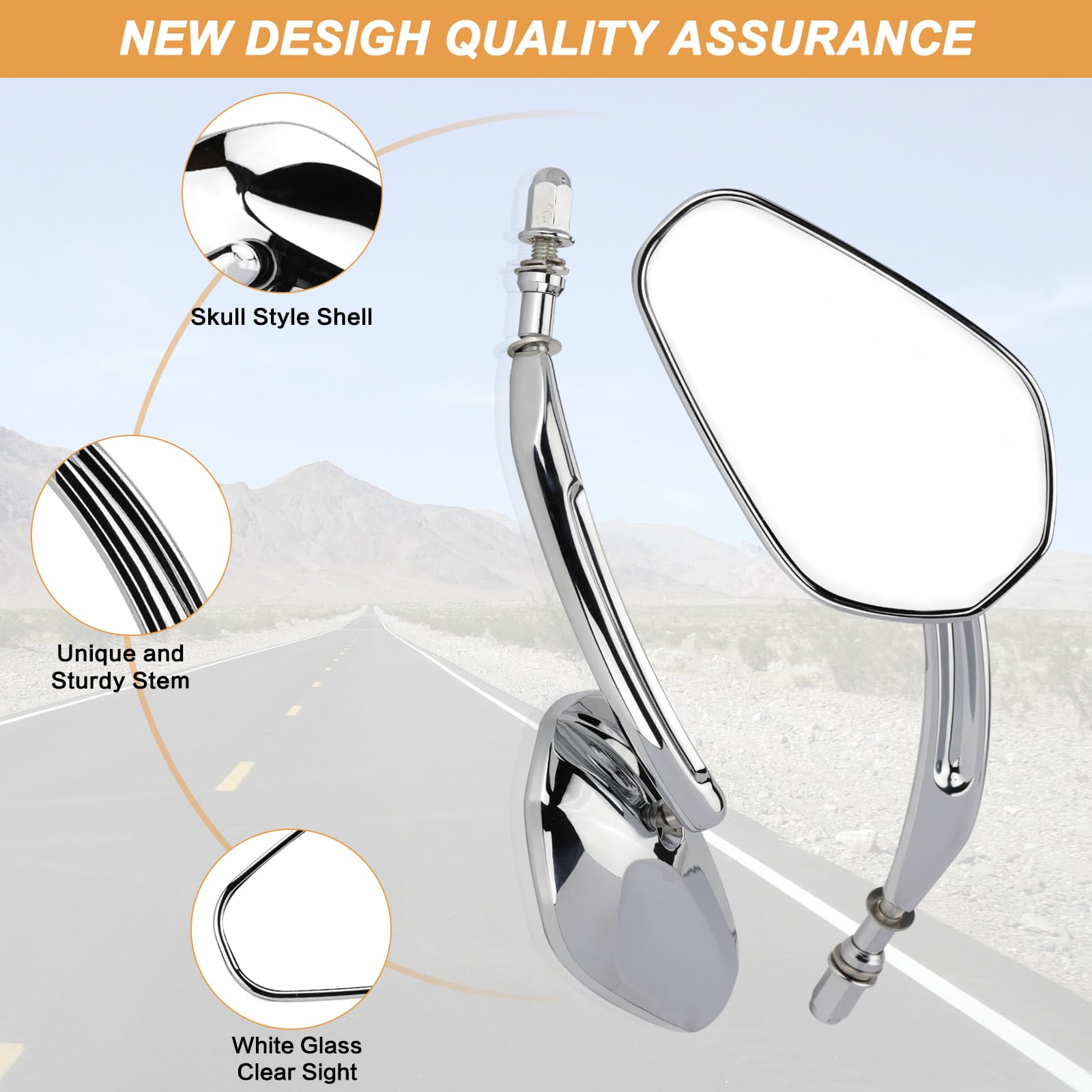 Vg Moto Motorcycle Rearview Mirror Side Mirrors 360 Degree Chrome Replacement For Harley Softail Dyna Sportster Xl 883 1200 Elec