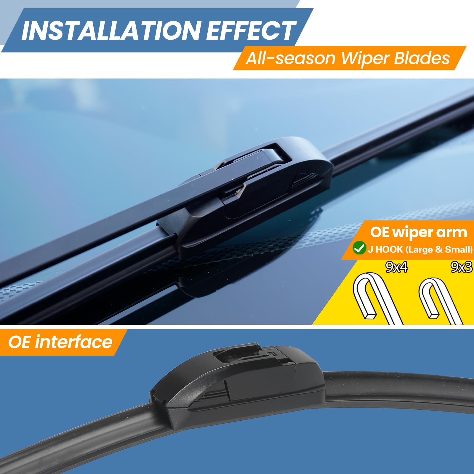 Gspscn Oem Quality 20''+19'' Premium Original Replacement Windshield Wiper Blades,Quiet And Durable Stable High Performance All-