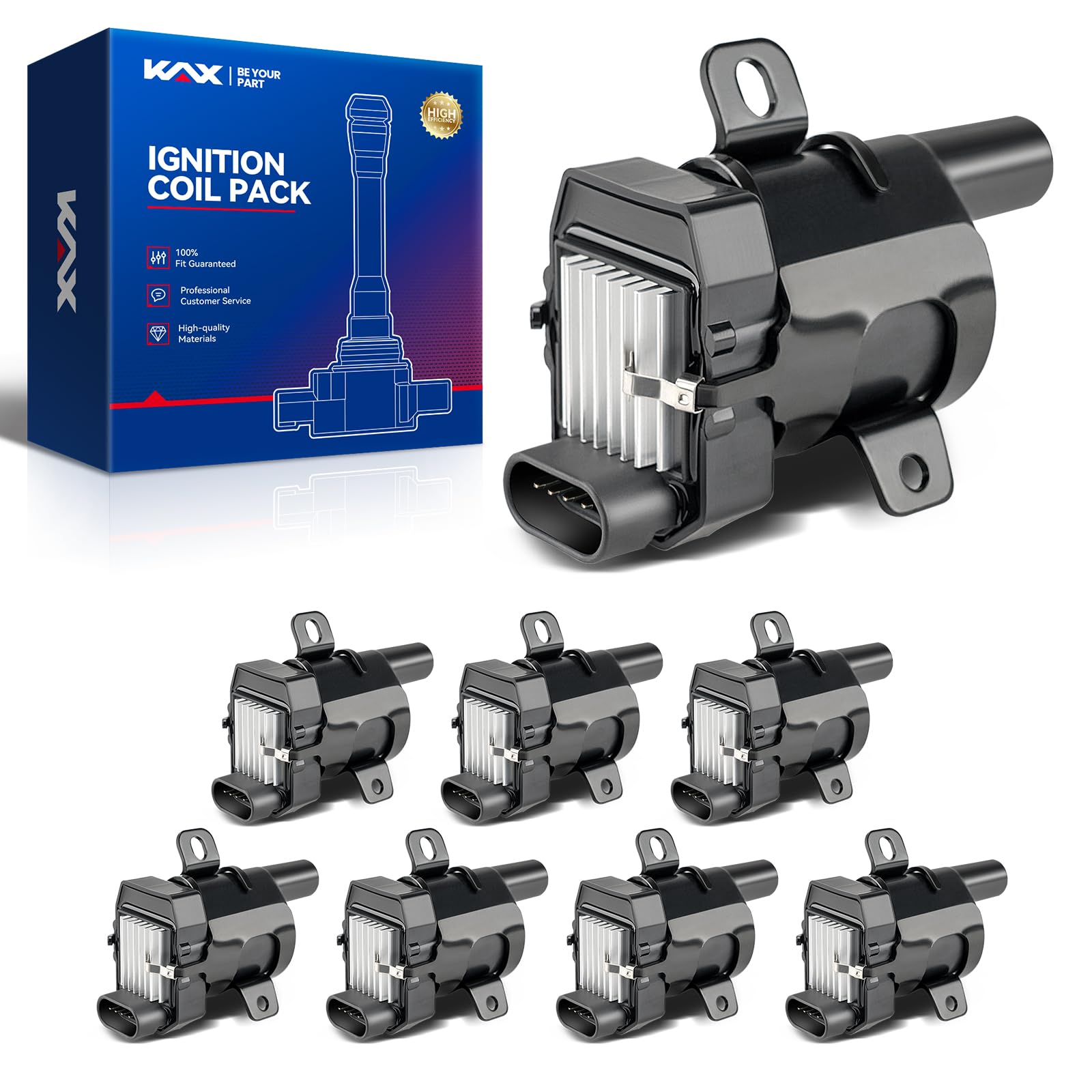 KAX Set of 4 UF716 Ignition Coil Pack & Iridium Spark Plugs w/Magnetic Socket for 2014-2020 Quattro Seris-A3 A4 A5 A6 TT TTS/A3 