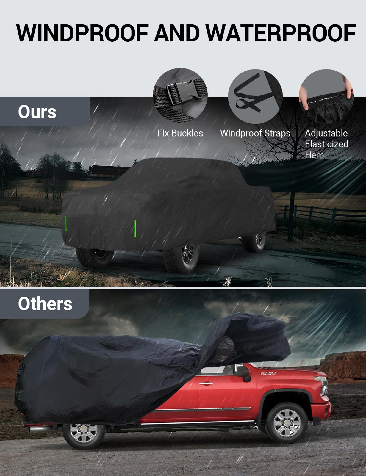 Proadsy Upgrade Car Cover Compatible With Rivian R1T 2025 2024 2023 2022 Windproof All Weather Waterproof Sun Rain Uv Dust Snow