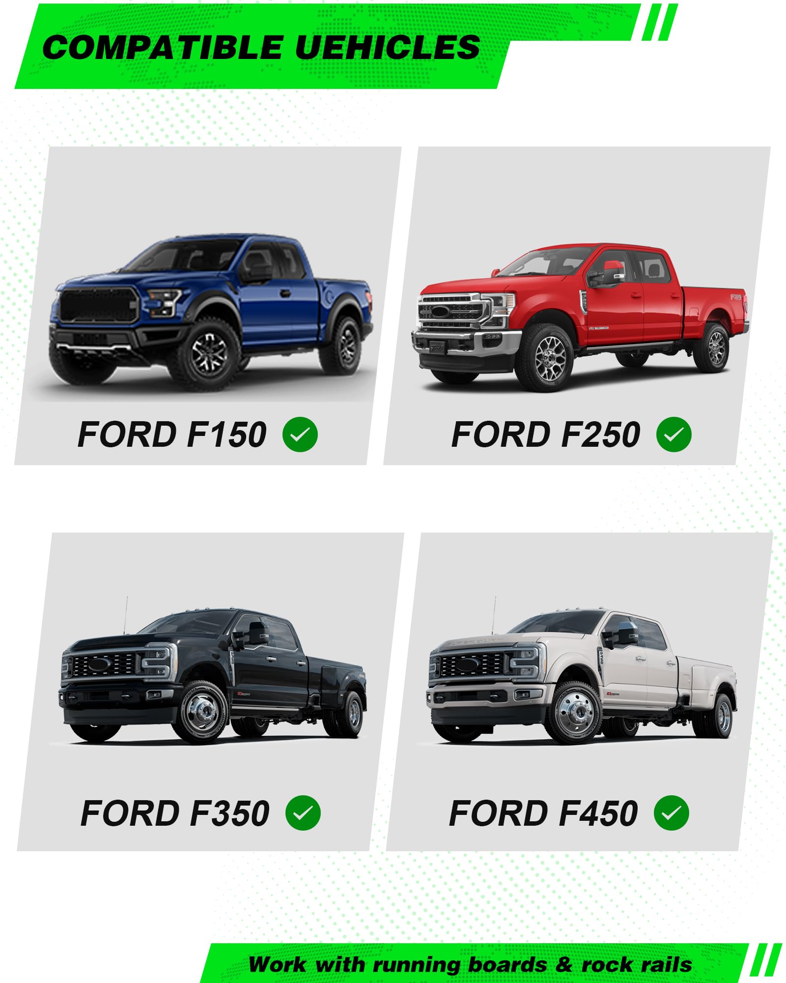 TRUMGETA 2X Truck Mud Flaps Fit for Ford F150 F250 F350 F450 Splash Guards Off-Road Style