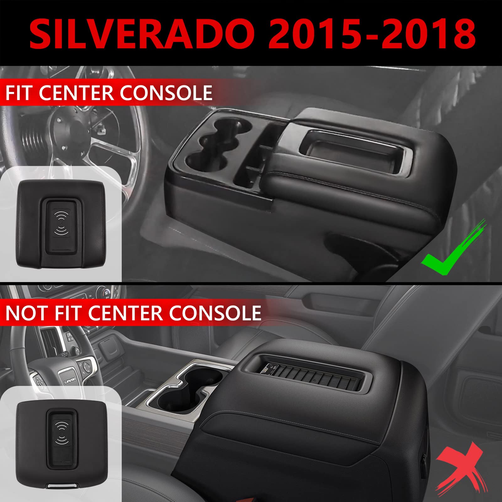 Xipoo Wireless Charger for 2015-2018 Chevy Silverado & GMC Sierra, Plastic Charging Tray for Jump Seat Replacement
