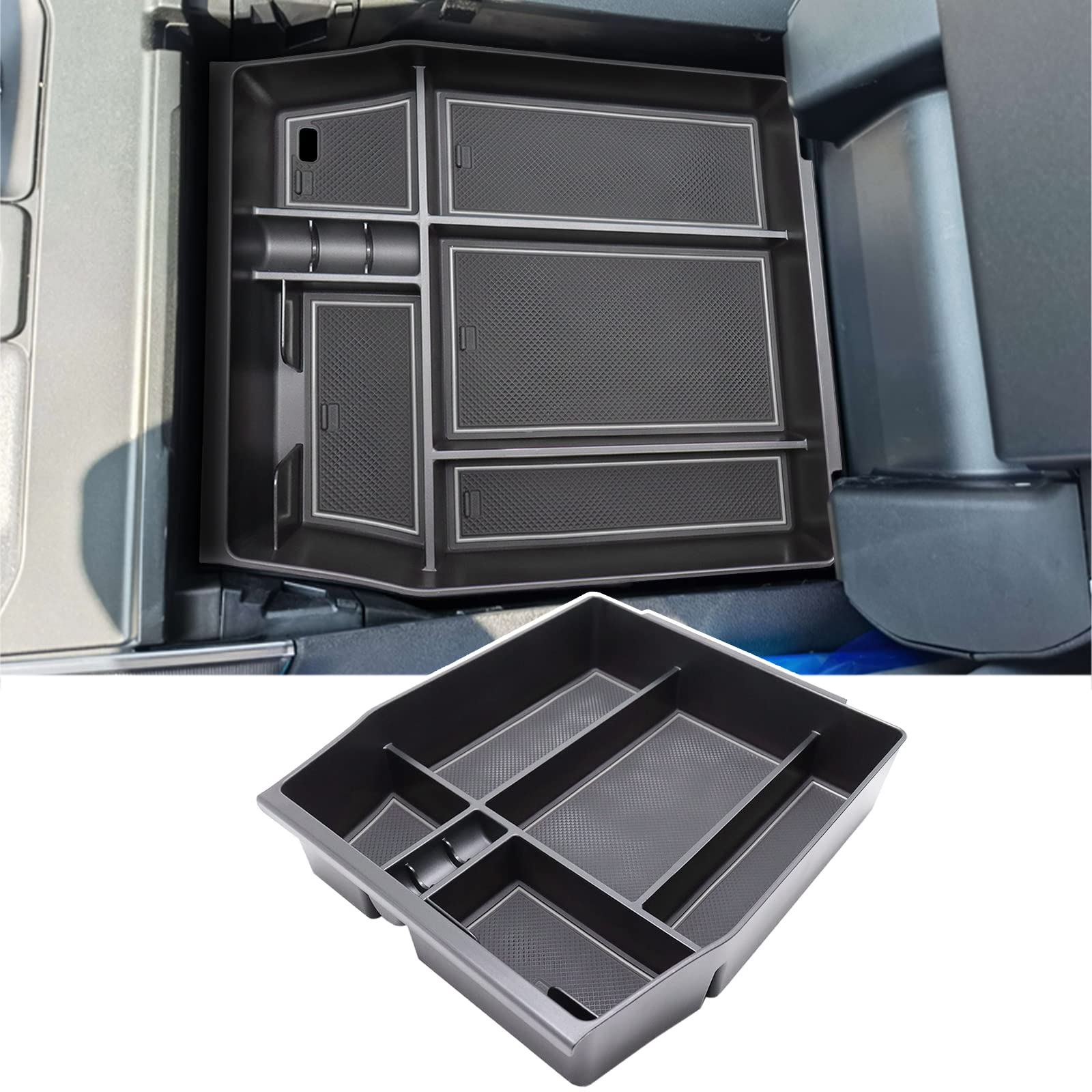 SENSHINE Center Console Organizer Tray for Ford F150 2021 2022 2023 2024 Accessories Car Interior Secondary Storage Armrest Box