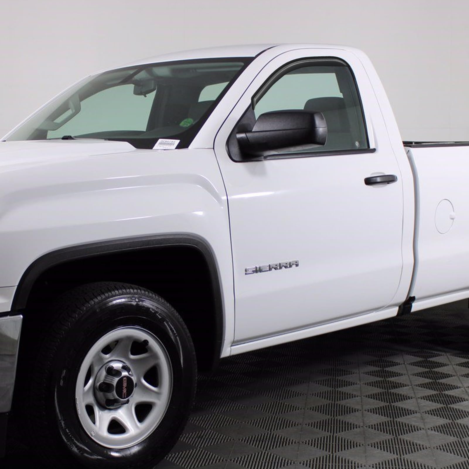 Cxdar Out-Channel Window Rain Guards for 2014-2018 Chevy Silverado/GMC Sierra 1500 Regular Cab - Black - Model CVV-T2-0017