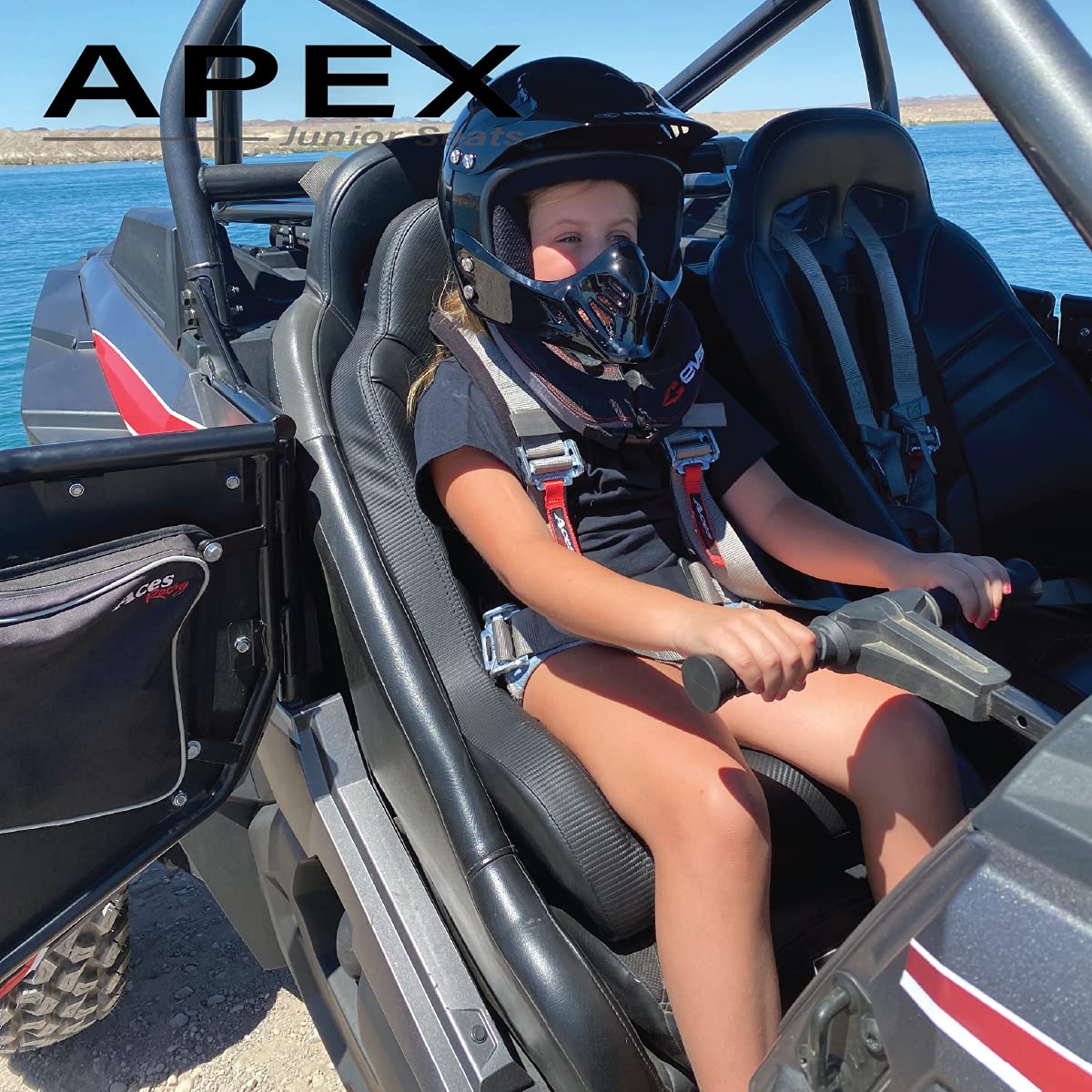 AAAA Aces Racing UTV Junior Seat - Black 5 Point Harness - Fits Stock & Aftermarket Seats - Model 8049Junior