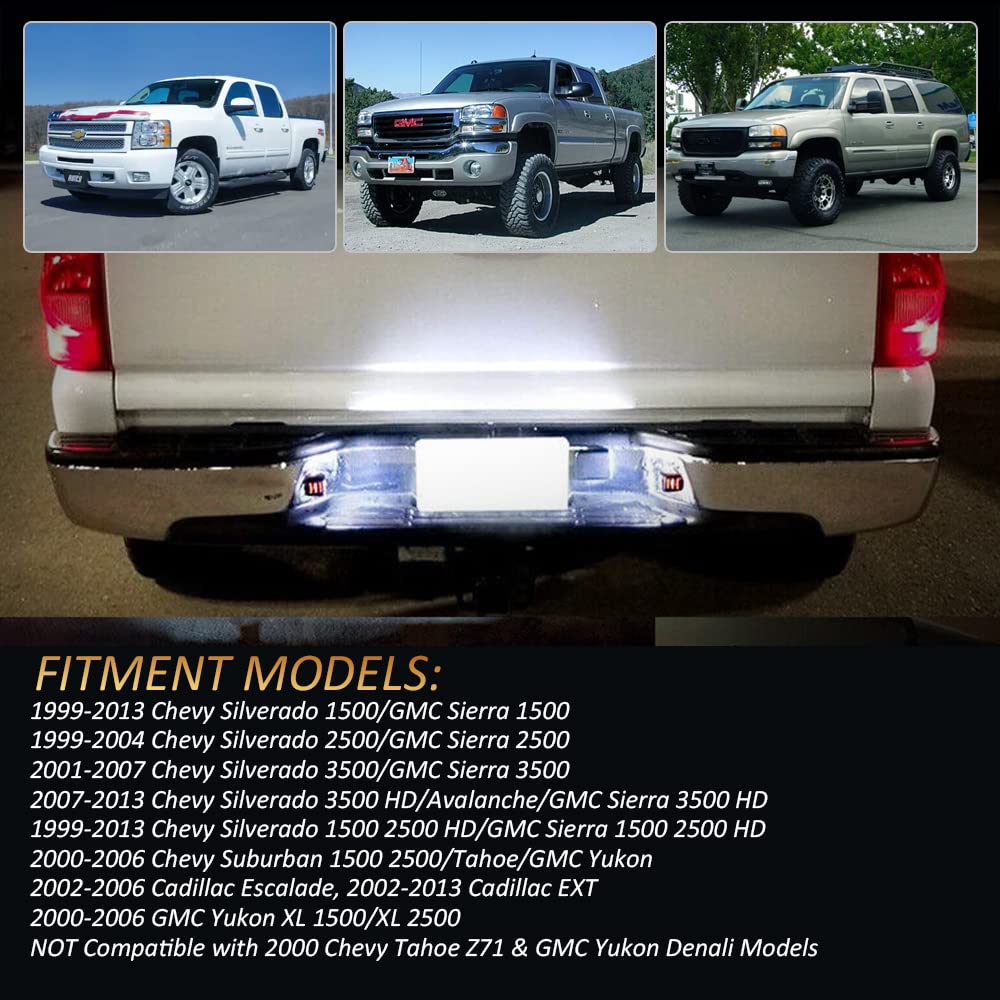 D-Lumina Led License Plate Lights Tag Lamp Assembly W/Red Oled Neon Tube Compatible With Chevy Silverado Gmc Sierra 1500 2500 3500 Suburban Tahoe Cadillac Escalade Ext, 6000K White 2-Pieces