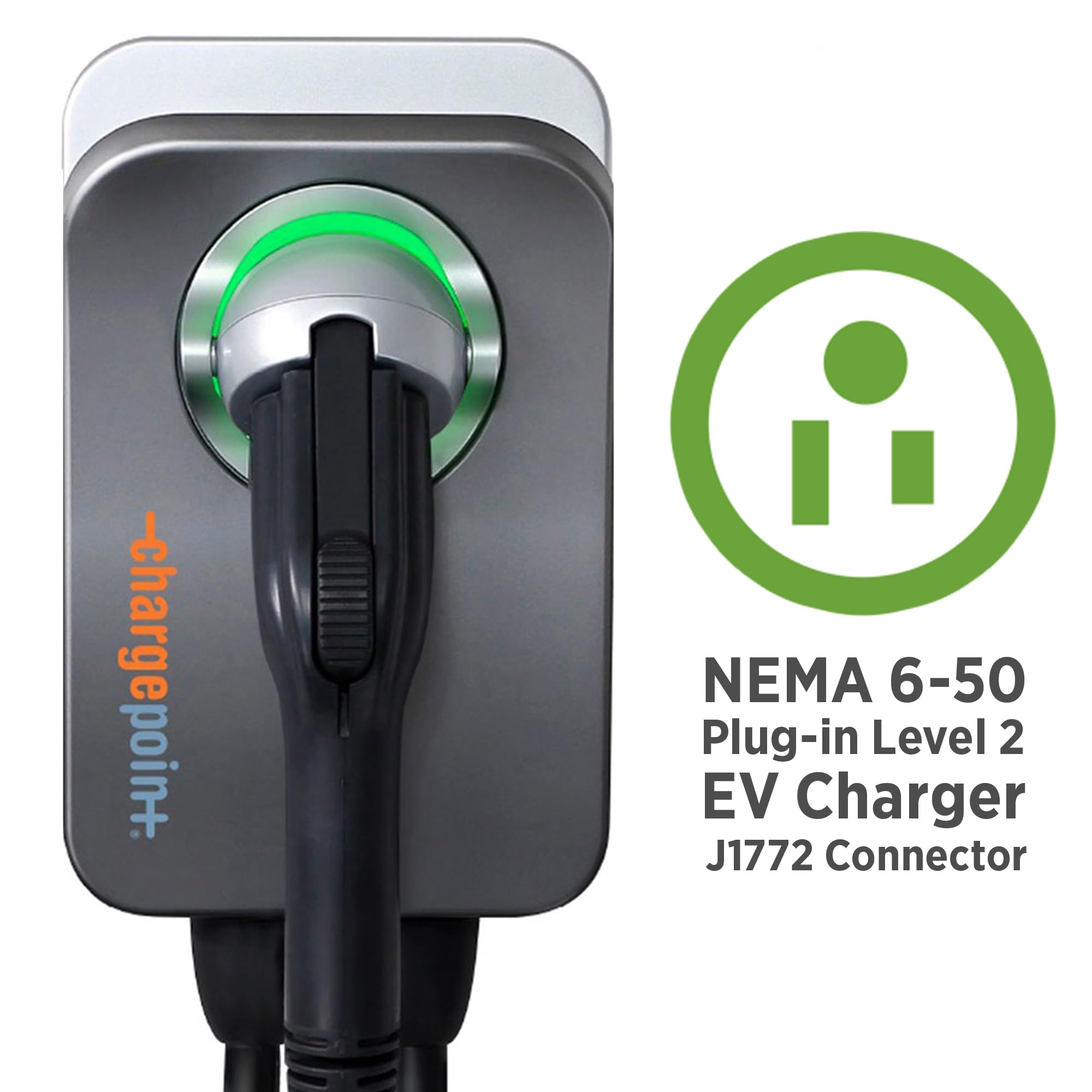 ChargePoint HomeFlex Level 2 EV Charger J1772, NEMA 6-50, Black, Fast Smart Charging for Electric Cars, Model CPH50-NEMA6-50-L23