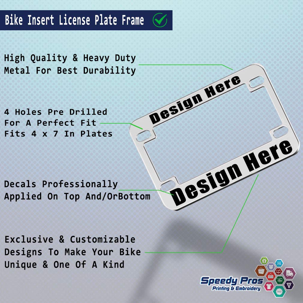 Speedy Pros Metal Zinc Custom Bike License Plate Frame Custom Personalized Text Motorcycle Accessories License Plate Holder Chrome 4 Holes 1 Frame