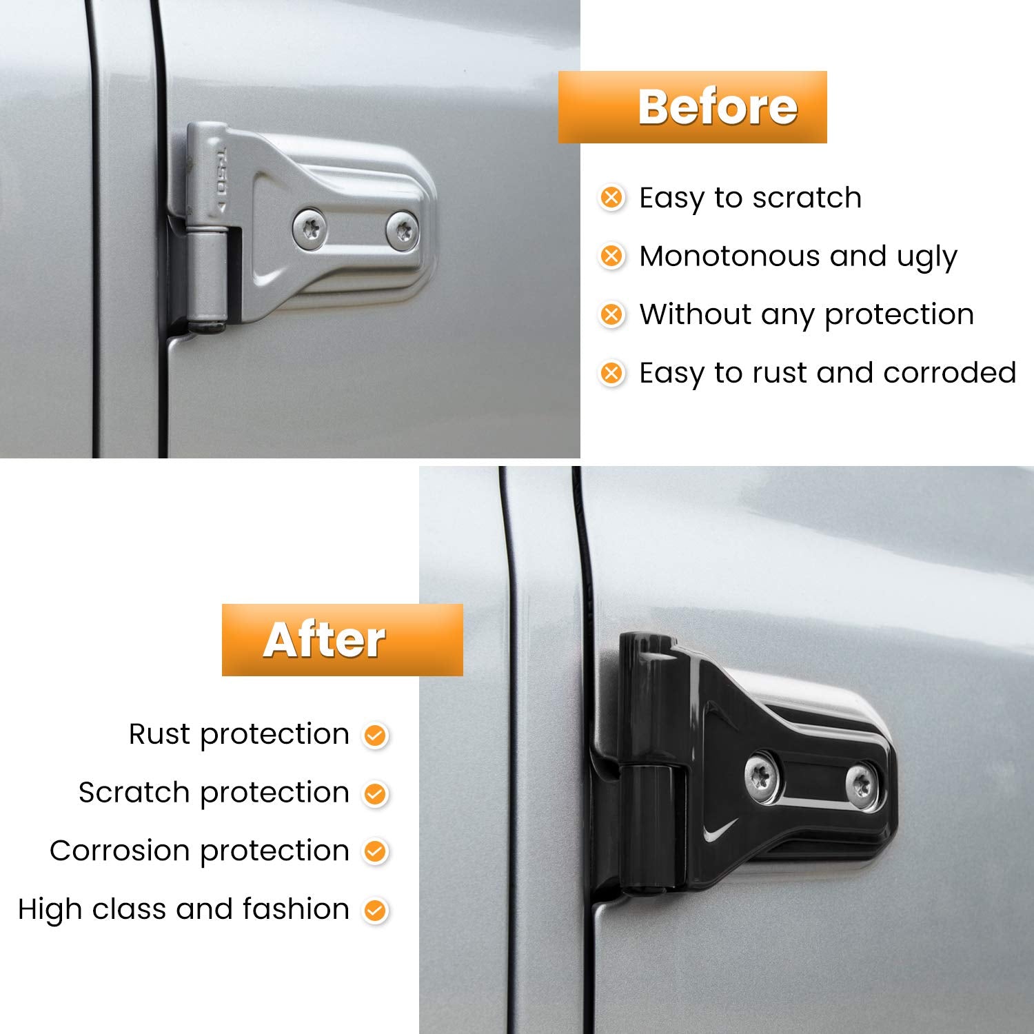Door Hinge Cover Trim Exterior Accessories Decoration For 2018-2024 Jeep Wrangler Jl Jlu Sport Sahara Freedom Rubicon Unlimited