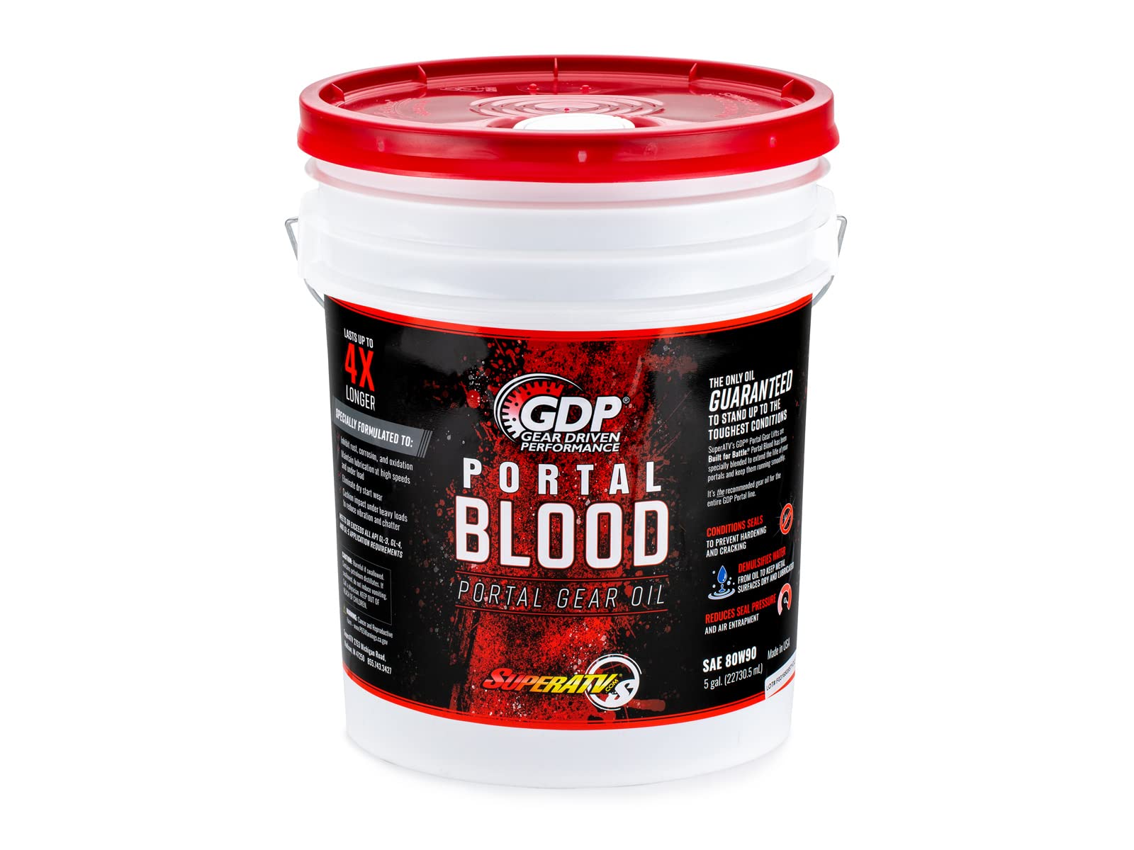SuperATV Portal Blood | High Performance Gear Oil | 5 Gallon Bucket | Designed for UTV/ATV Portal Gear Lifts | Lasts Up to 4 Tim