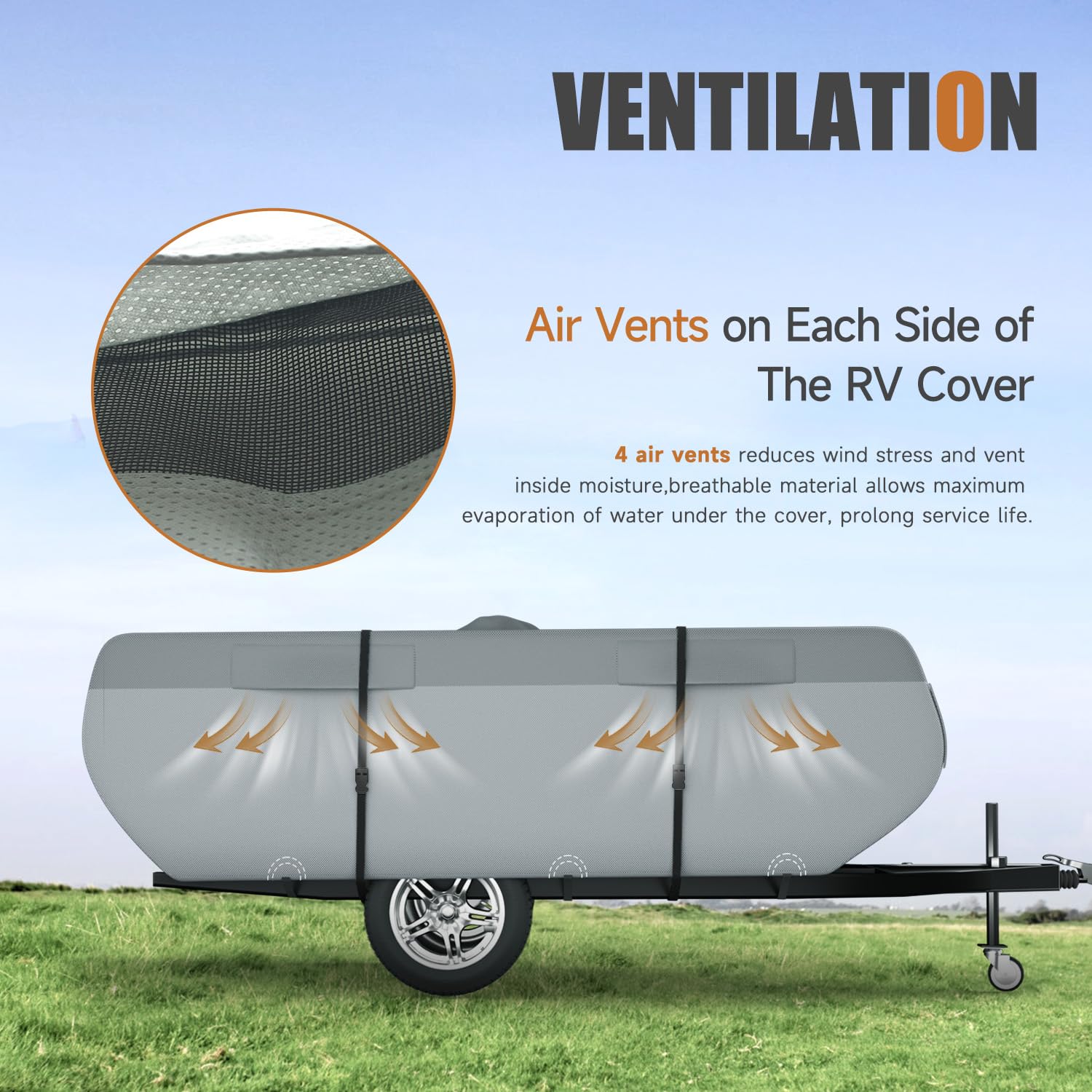 Dikasun Pop Up Camper Cover 14'-16', 7 Layers Waterproof Pop-Up Trailer Cover Anti-Uv Folding Camper Rv Cover For Motor Home