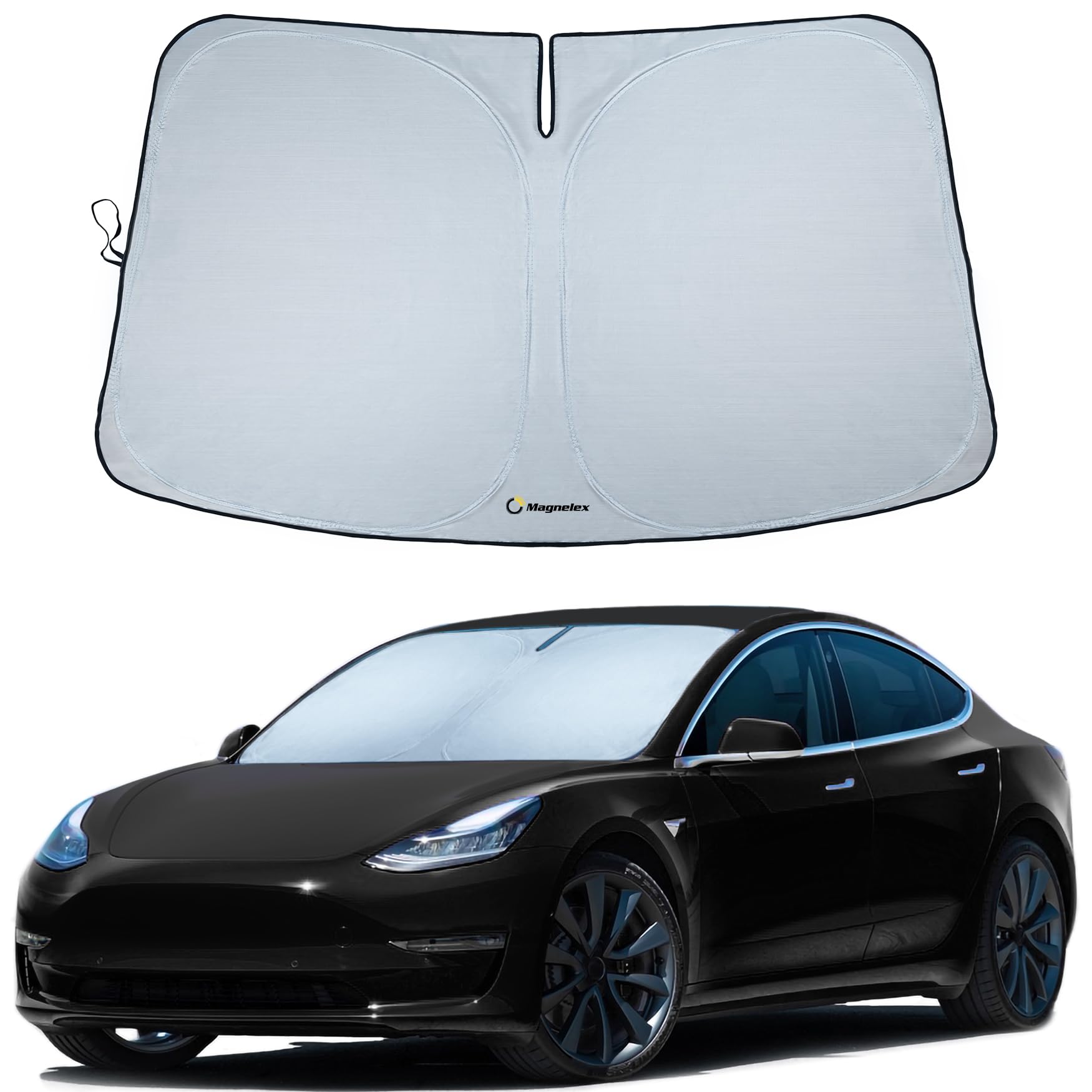 Magnelex Tesla Windshield Sun Shade (Model 3/Y), Reflective Polyester Blocks Heat & Sun, Foldable Car Window Sun Blocker, Mirror