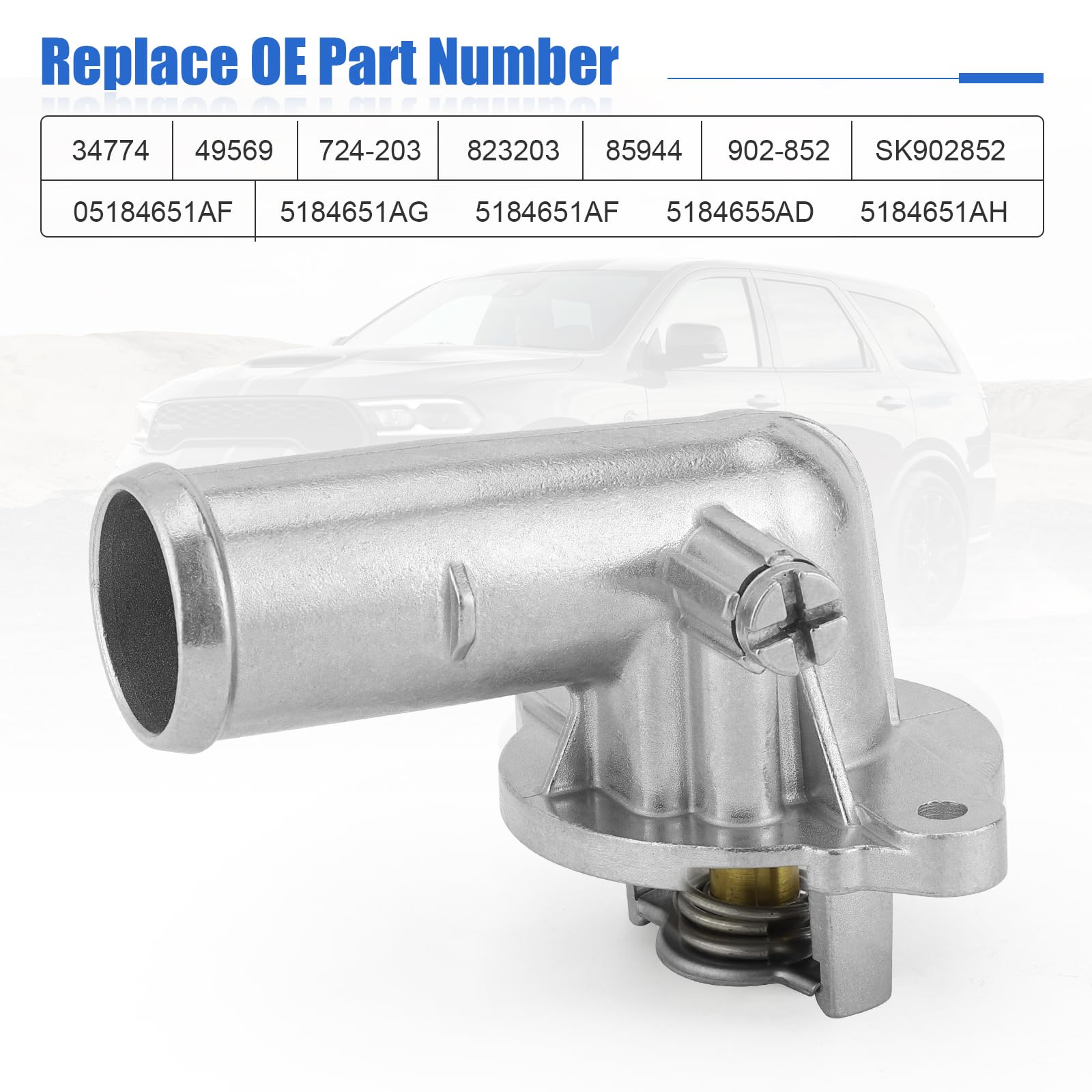 C-Tzu Upgrade Aluminum Thermostat & Housing Assembly for Jeep Grand Cherokee & Wrangler, Model 05184651AF, 2011-2018, Dodge Durango 2011-2015