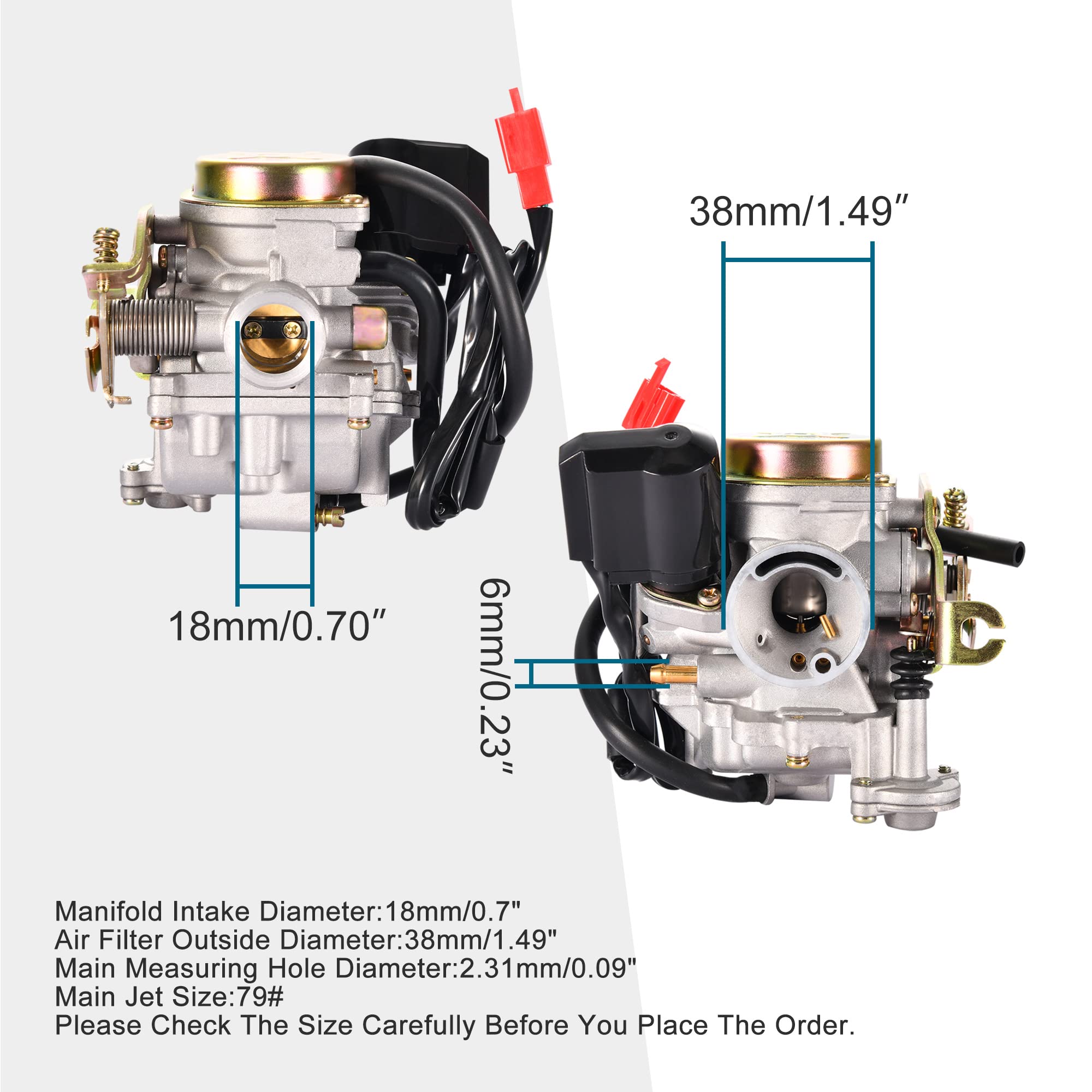 GOOFIT PD18 18mm Carburetor for 4 Stroke GY6 49cc 50cc Chinese Scooter 139QMB Moped Replacement for Taotao Kymco Scooter Jonway
