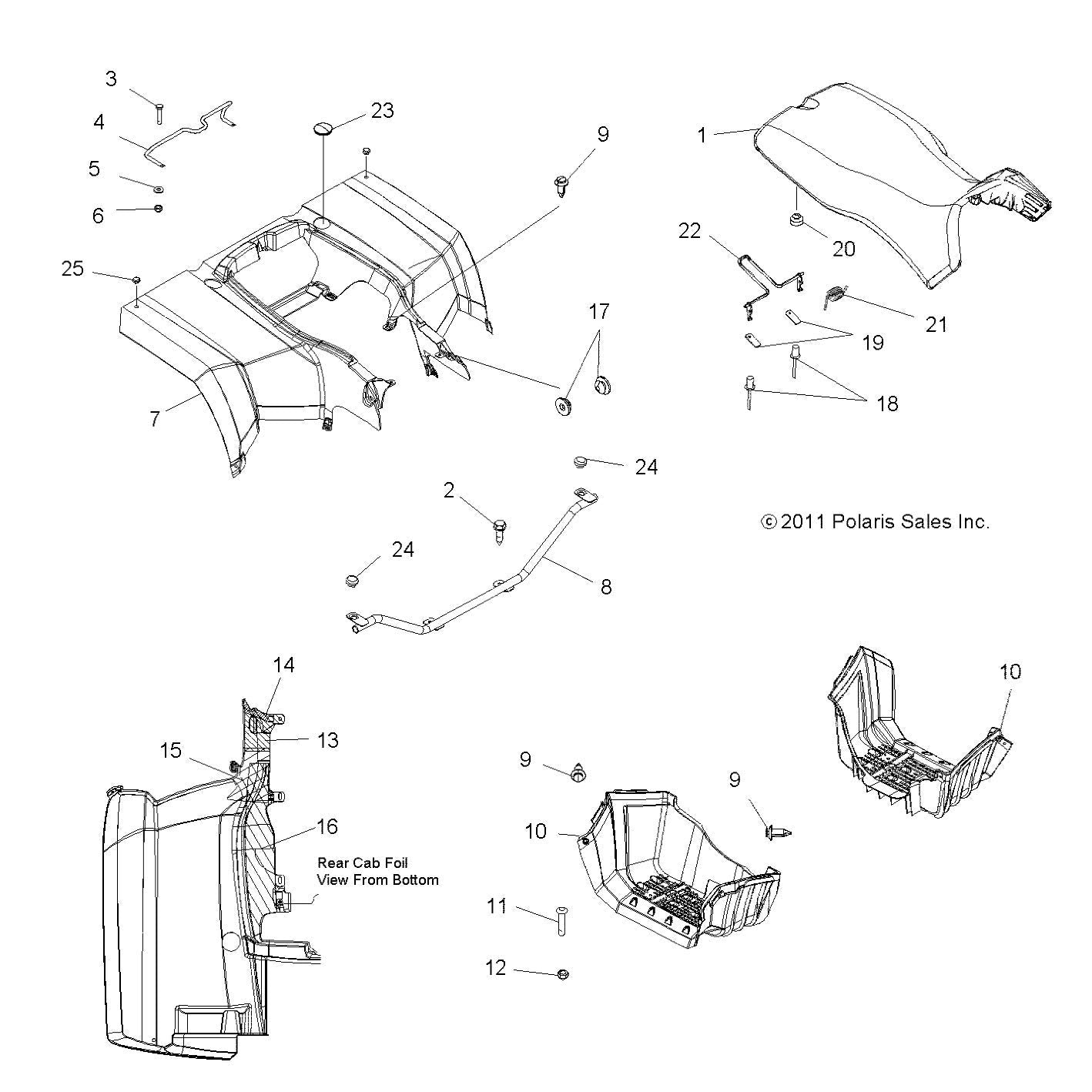 Polaris Atv Seat Latch Retainer, Genuine Oem Part 5250745, Qty 1