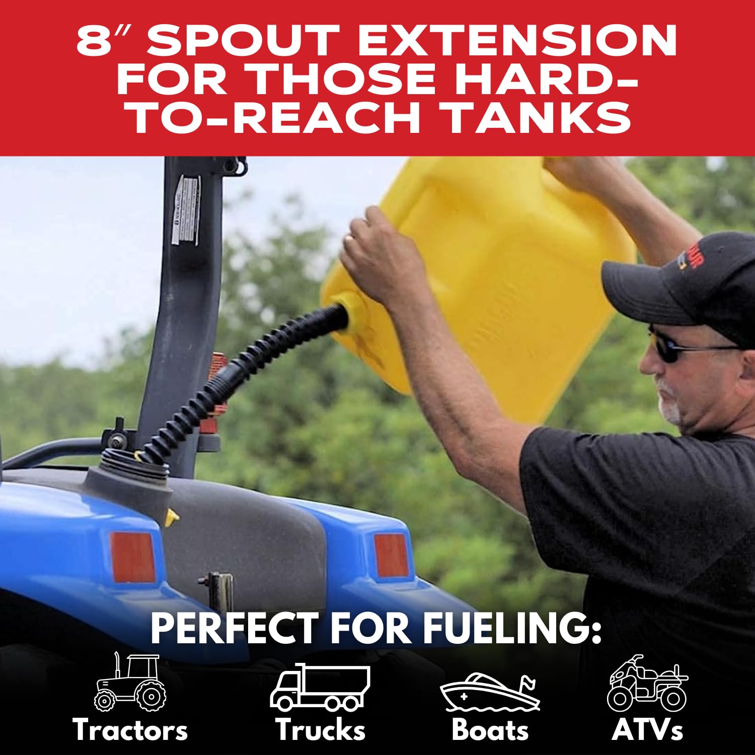Ez-Pour B00Yp3Ytxm Gas Can Replacement Spout - Multi Use Deluxe Gas Can 1, 2, 5 Gallon Hi-Flo System With Extension, Flexible Ga