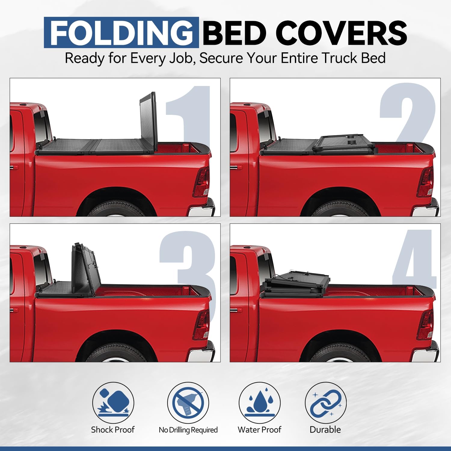 Auto Dynasty Soft Roll-up Tonneau Cover for 89-04 Toyota Pickup/Tacoma, 6.3ft Vinyl, Matte Black