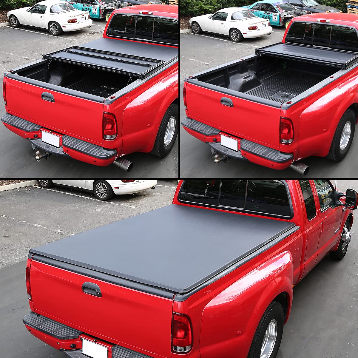 Dna Motoring Truck Bed Soft Tri-Fold Adjustable Tonneau Cover Compatible With 1994-2001 Ram 1500 6.5Ft Fleetside/Styleside Bed,
