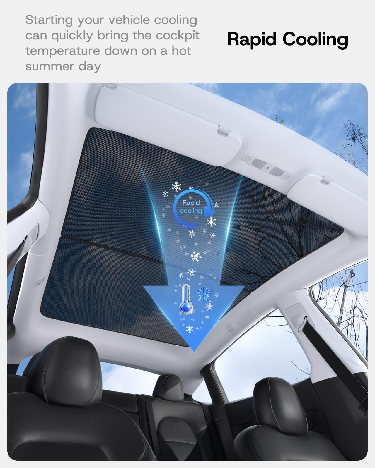 SUMK Sunshade Roof for Tesla Model Y 2025 - Foldable, No Sag & No Gap, Mesh, Model DM-126