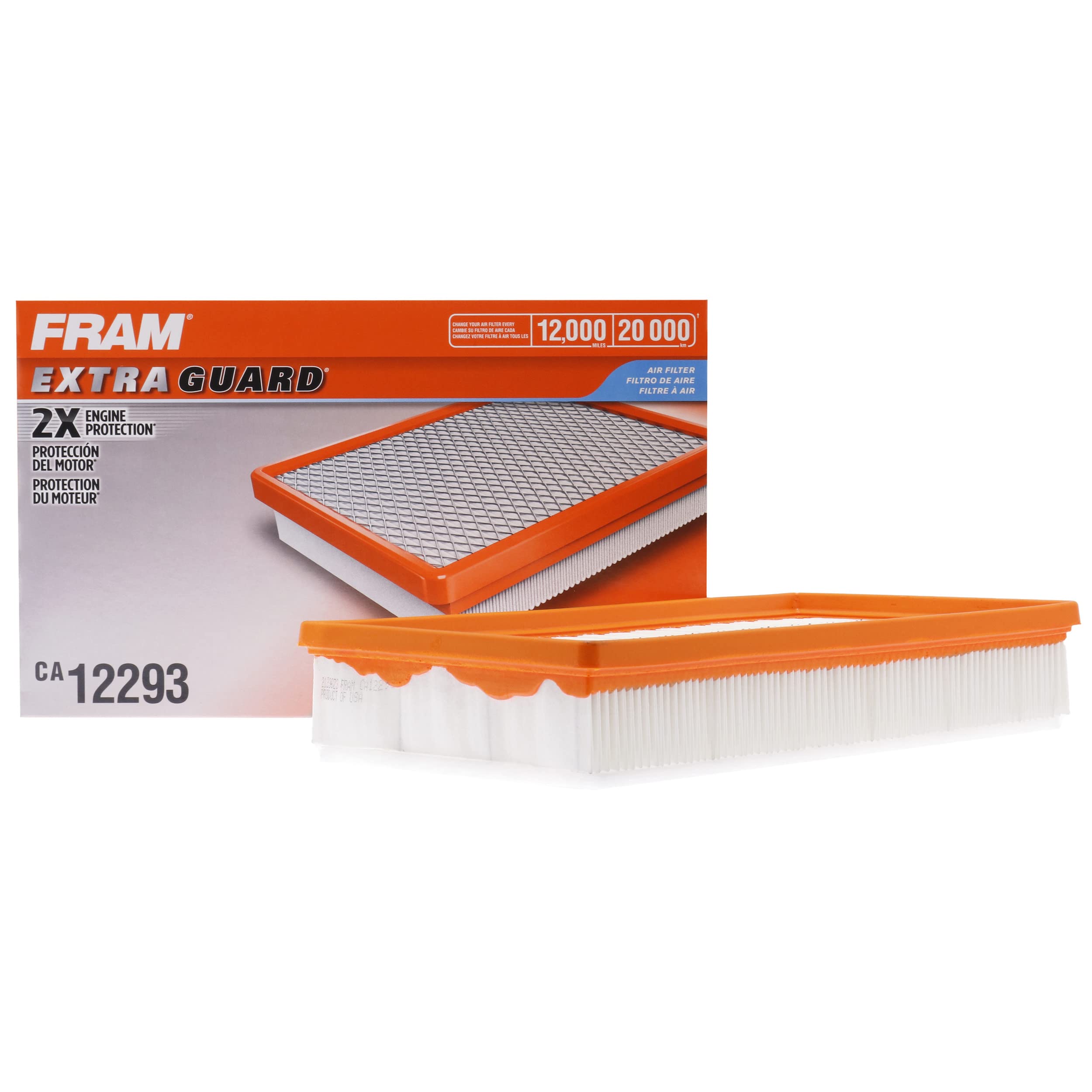 Fram Extra Guard Ca12293 Replacement Engine Air Filter For Select Volkswagen Models, Provides Up To 12 Months Or 12,000 Miles Fi
