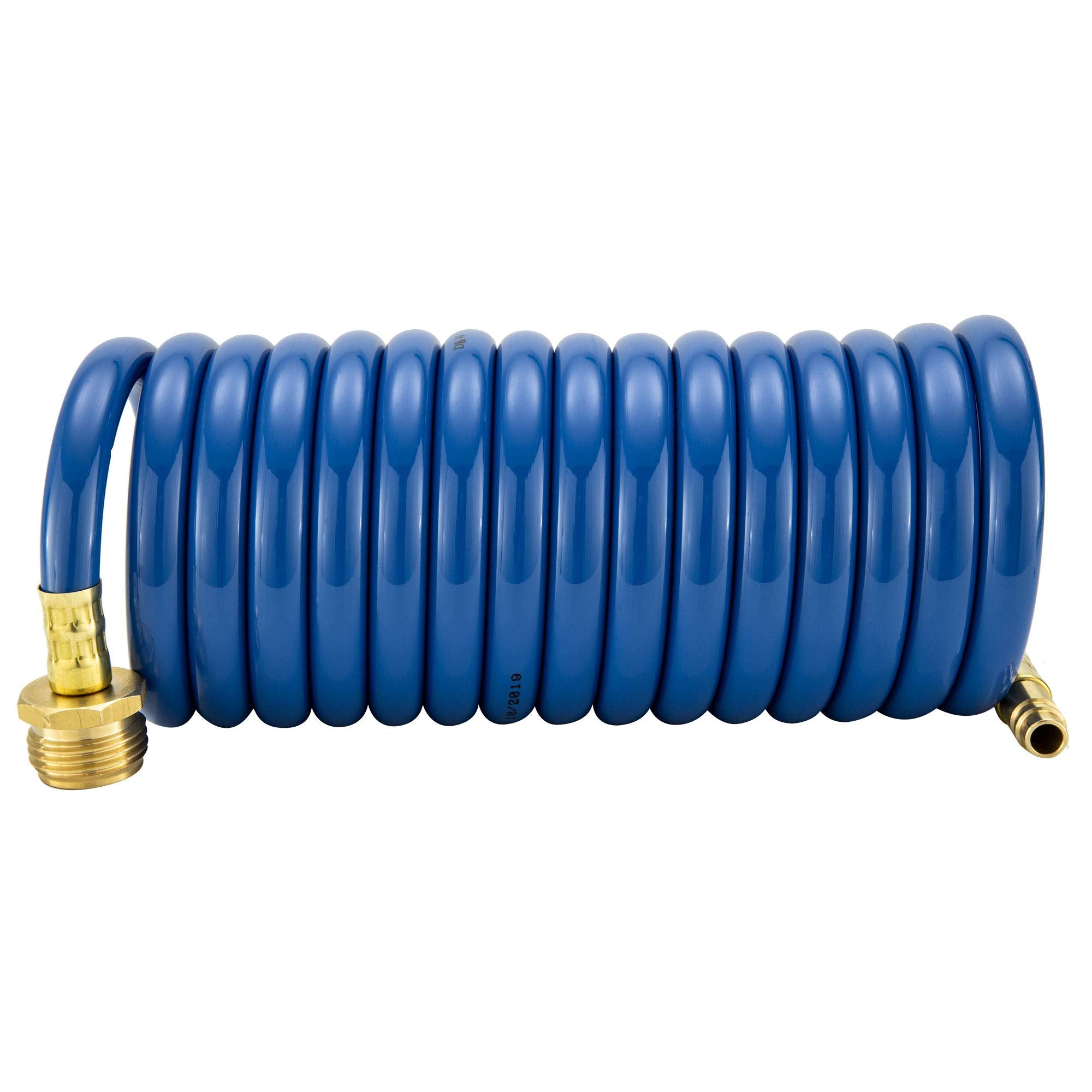 Recpro Rv Blue Exterior Shower Hose | 15' Coiled Hose | Optional Flexible Quick Connect Sprayer | Uv Resistant (With Sprayer)