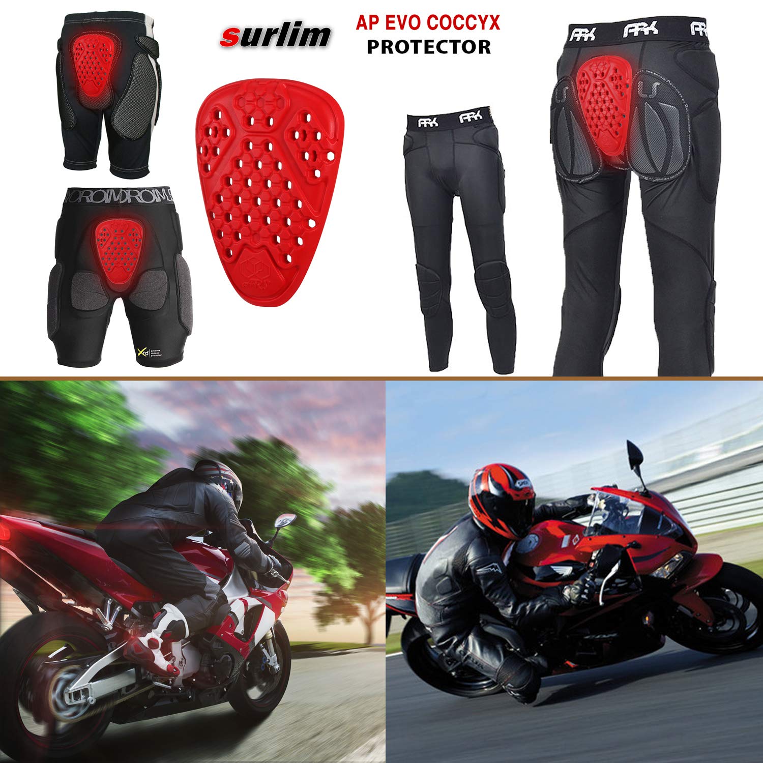 Surlim Coccyx Protector Ce Insert Armor Motorcycle Pants Replacement Pads