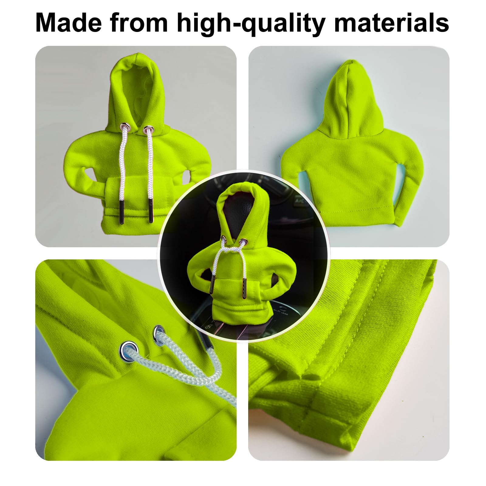 Ecdream 2Pcs Car Shift Knob Hoodie,Gear Shift Hoodie,Funny Sweater Hoodie For Gearshift,Automotive Interior Accessories(Green An