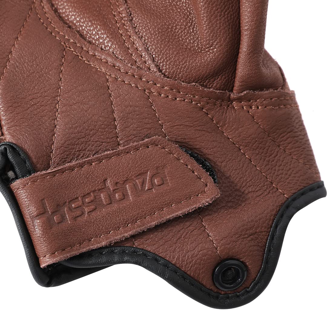 Harssidanzar Fingerless Motorcycle Gloves,For Mens Leather Riding Driving Gloves With Hand Knuckle Gm037,Saddle,Size,Xs