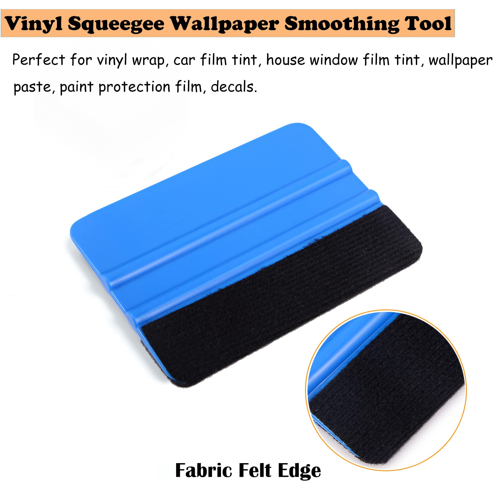 EHDIS Vinyl Squeegee Set - 10pcs Felt Edge Wallpaper Tool, 4 Inch, Blue