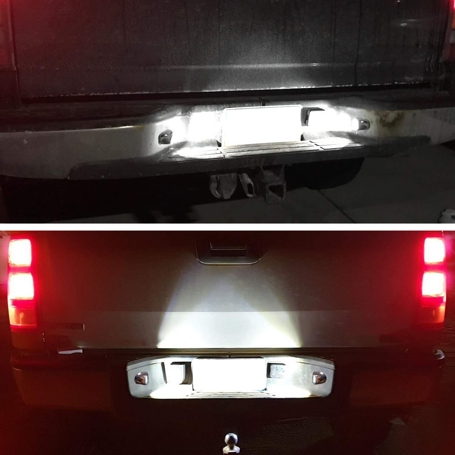 RUXIFEY Chrome LED License Plate Lights for GMC Sierra, Silverado, Tahoe, Yukon - 6500K White Polycarbonate