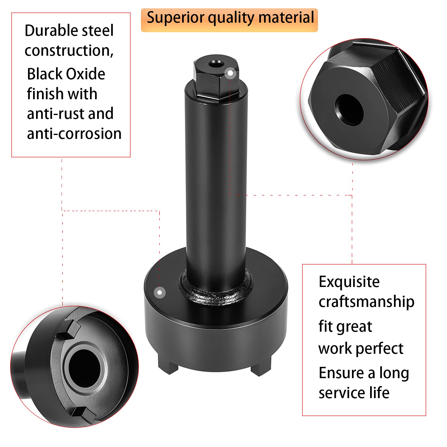 Hihitomorrow Bearing Carrier Retainer Ring Nut Wrench Tool for Mercruiser Alpha II, Bravo I, Alloy Steel, Black, Model 9161069DGBS