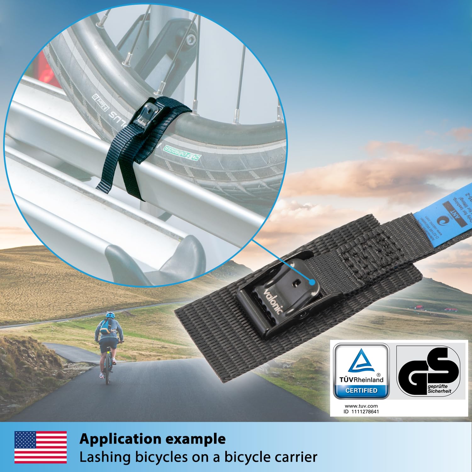 valonic ANT Lashing Straps - Padded Tie Down Straps, 2.5 ft, 350lbs Strength, Black, 4 Pack