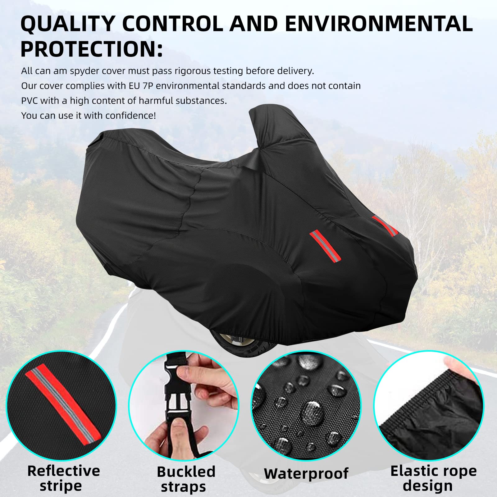Can Am Spyder RT Cover 2010-2022, Can Am Spyder Cover Waterproof All Weather, 420D Oxford Cloth PU Coating, Waterproof and Anti-