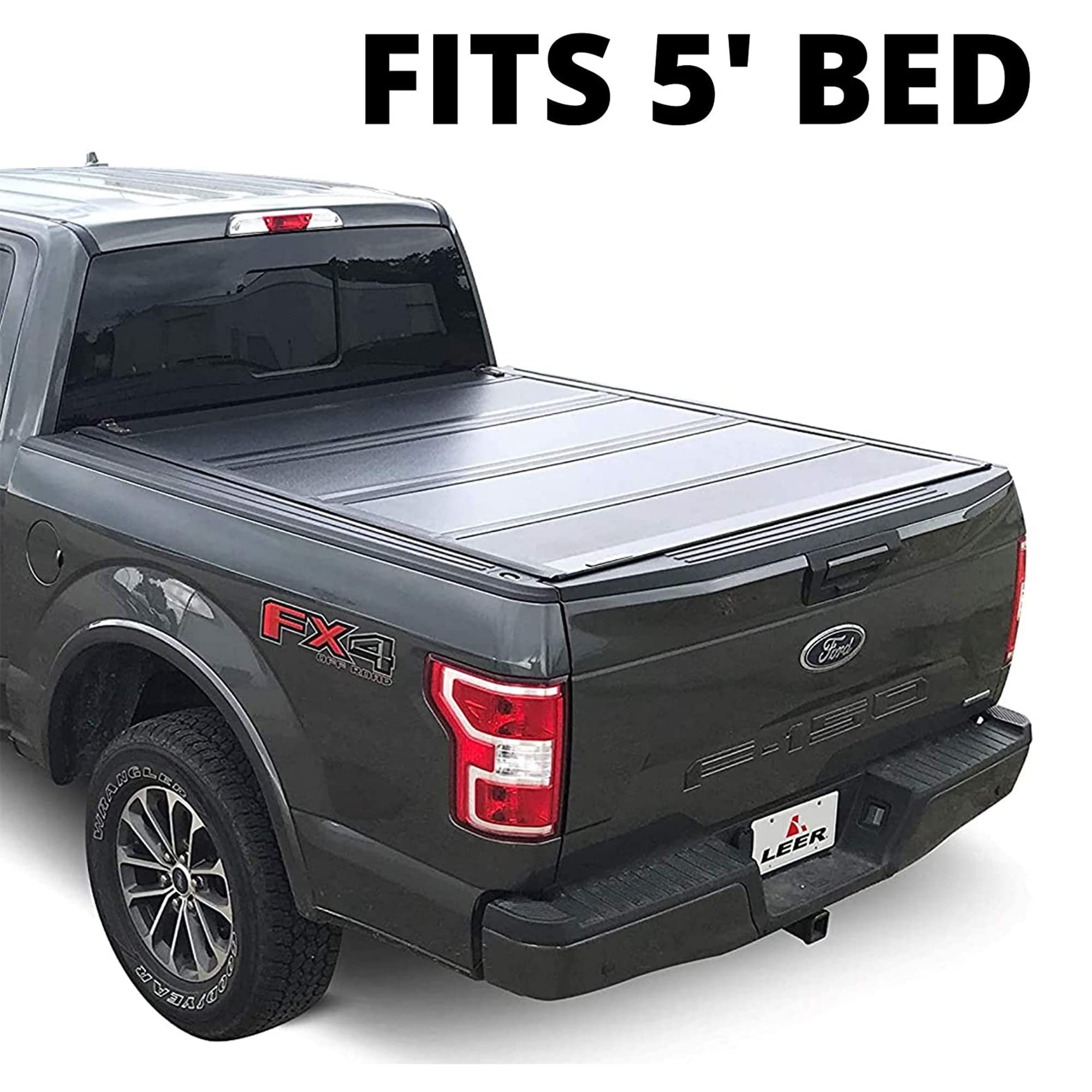 Leer Hf650M Quad-Folding Truck Bed Tonneau Cover, Fits Ford Ranger, Years 2019-2023, 4'10 Truck Bed, Black