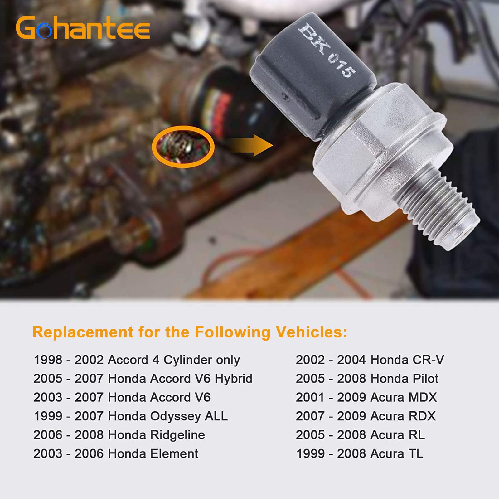 gohantee Transmission Oil Pressure Switch 28610-RKE-004 for Honda Accord, Odyssey, CR-V, Black, Replacement for 28610-RAY-003, 28610-RGR-