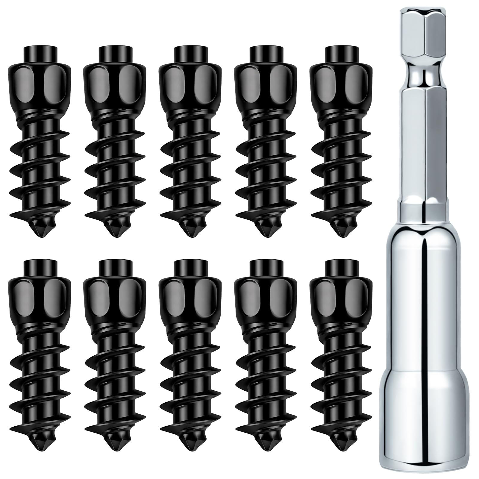 Frienda 400 Pcs Snow Carbide Screw Tire Studs Black 4 x 9 mm Wheel Tyre Snow Spike Trim Screw in Tire Studs with Installation To